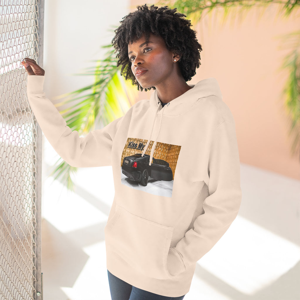 Kiss My  License plate Hoodie — Graphic Black Car Music Lover Pullover