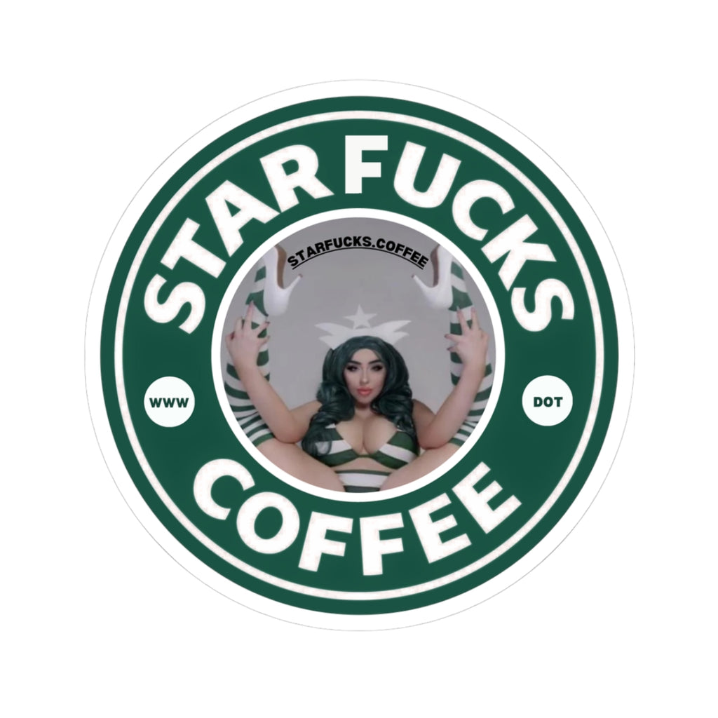 StarFucks.Coffee Sticker (Kiss-Cut) — Round Vinyl Decal laptop car truck window door clothing