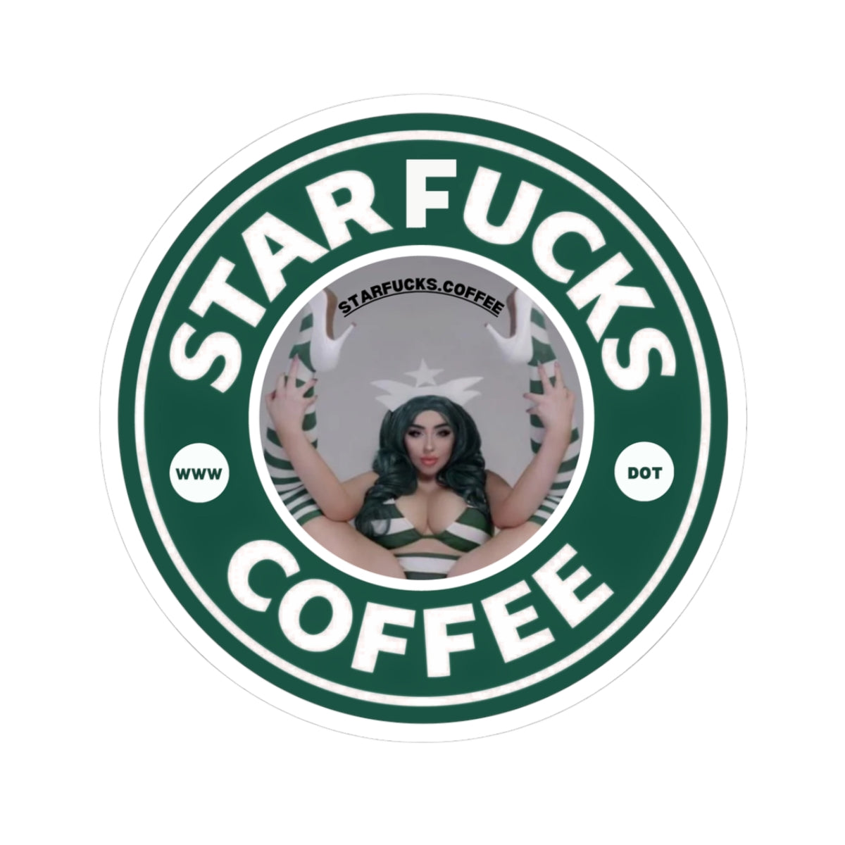 StarFucks.Coffee Sticker (Kiss-Cut) — Round Vinyl Decal laptop car truck window door clothing