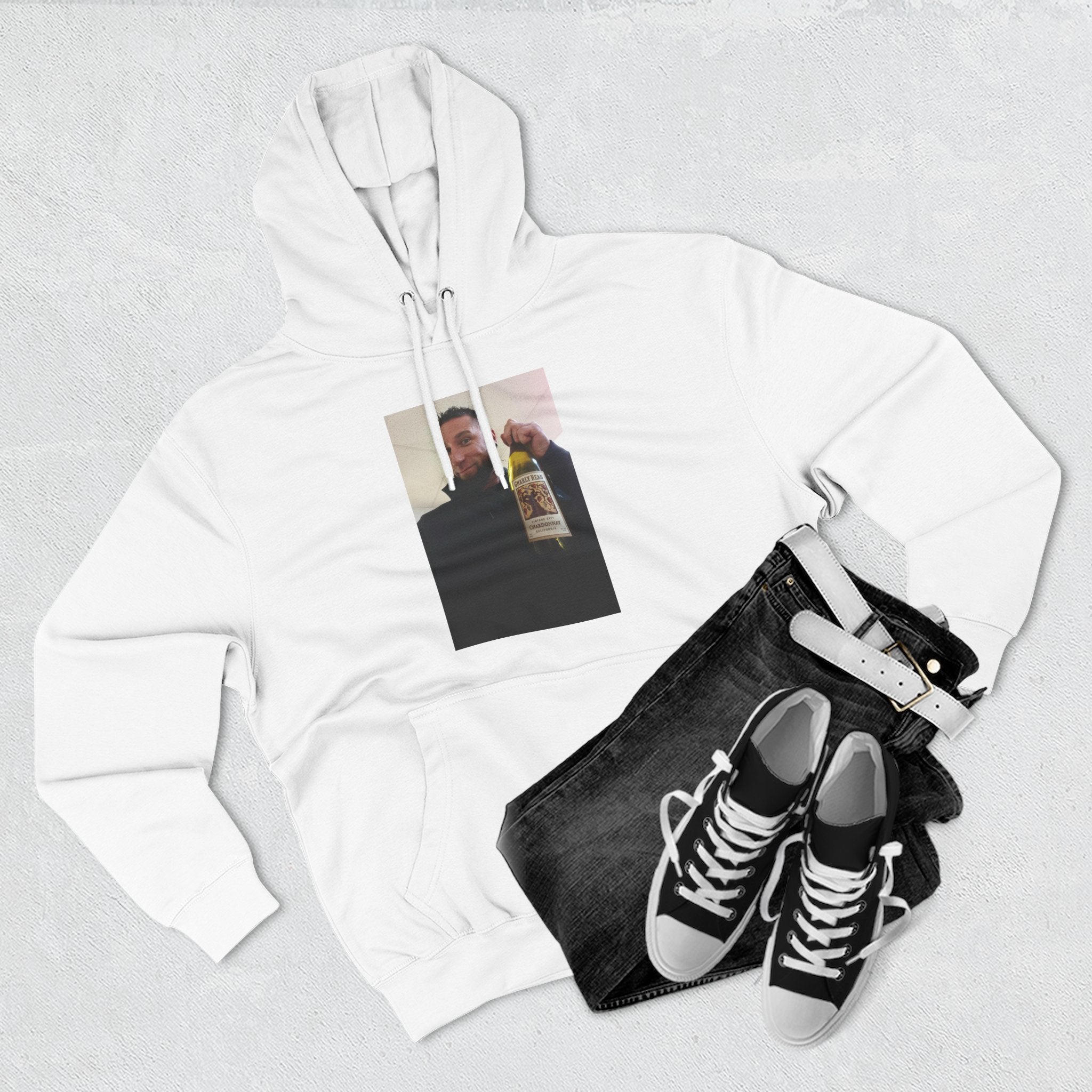 Shaun Says!      Three-Panel Fleece Hoodie – Vintage Photo Collage Printed Hoodie