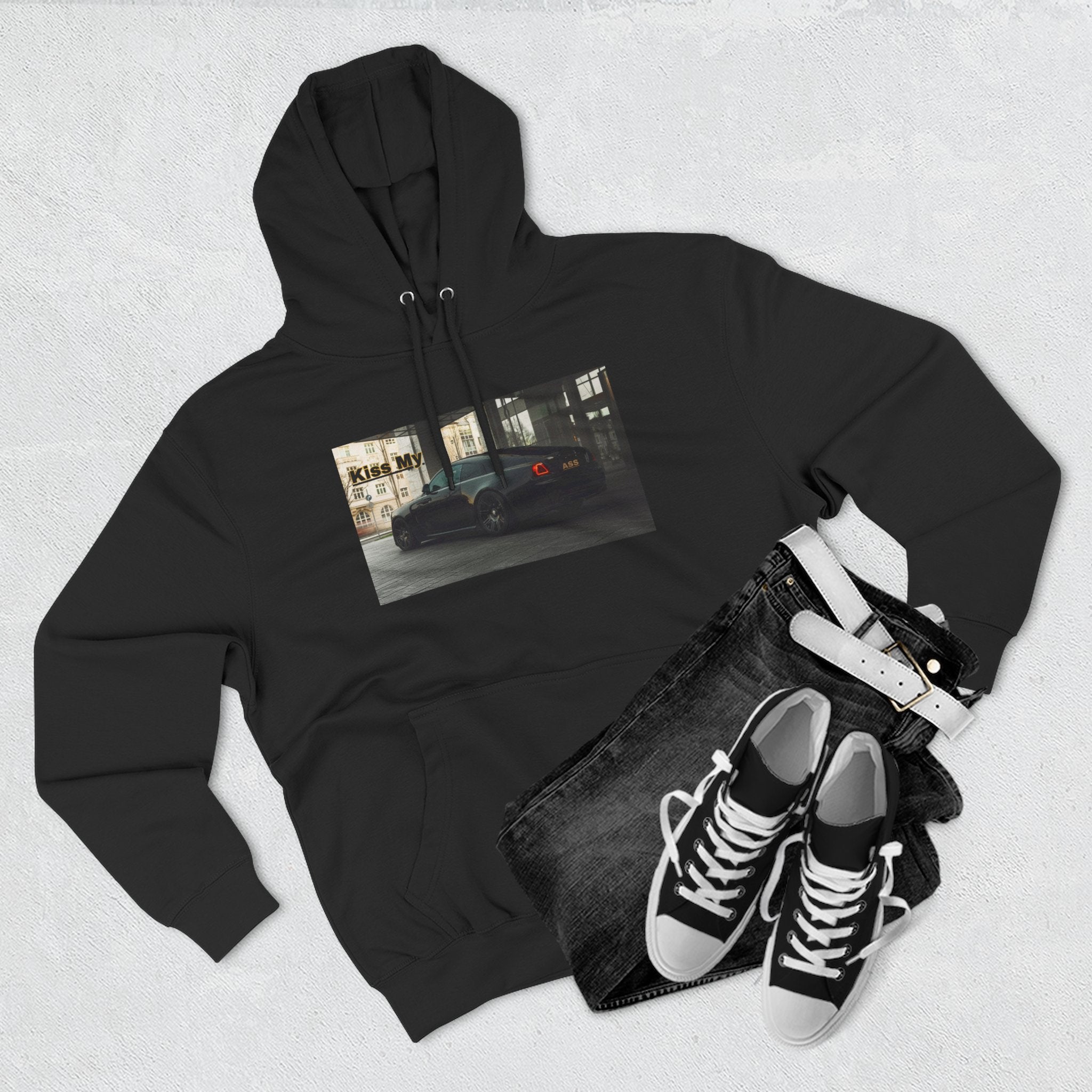KISS MY license plate Photo Hoodie — Vintage Streetwear Pullover