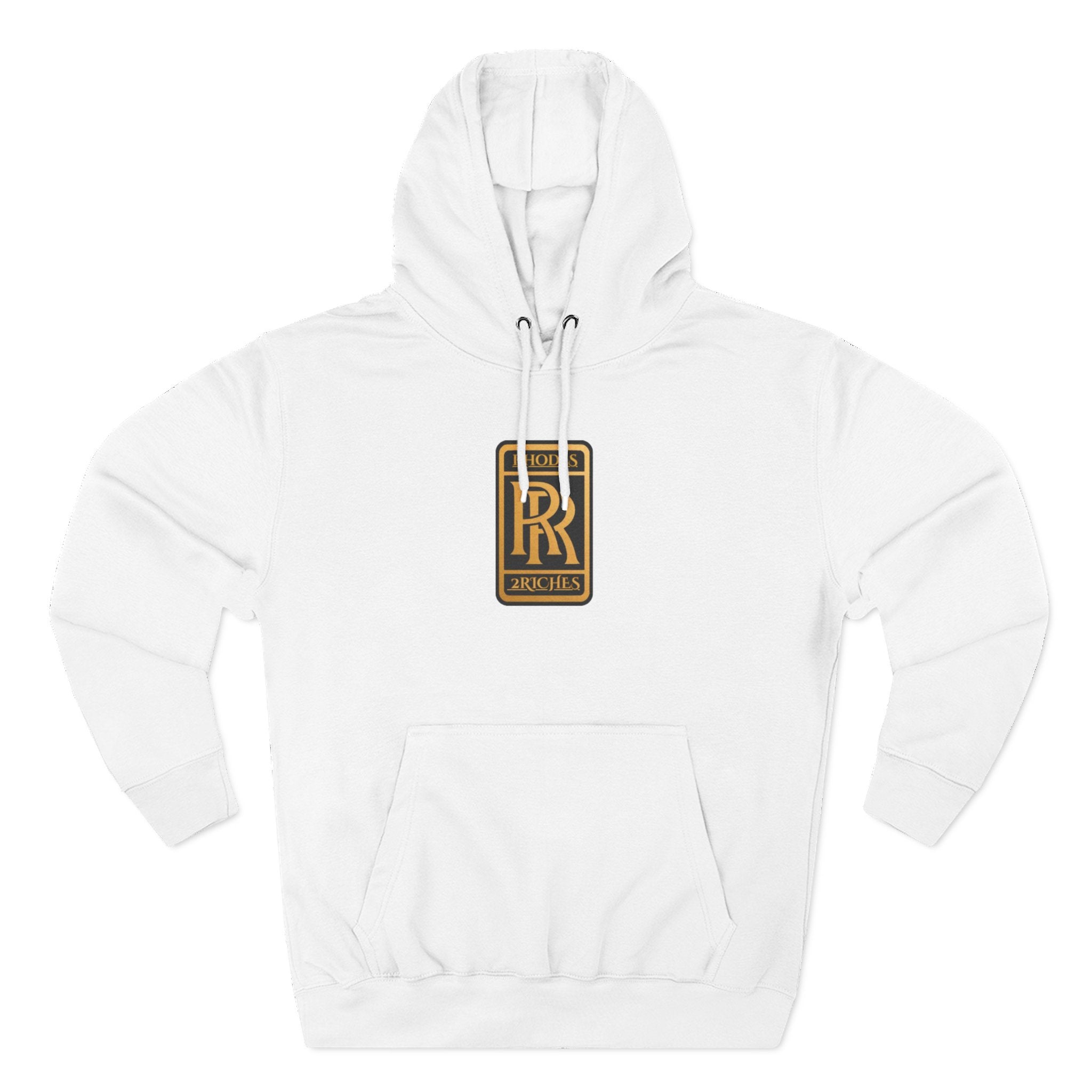 RHODES 2 RICHES  Luxury Monogram Hoodie — Gold RR Crest Fleece Pullover