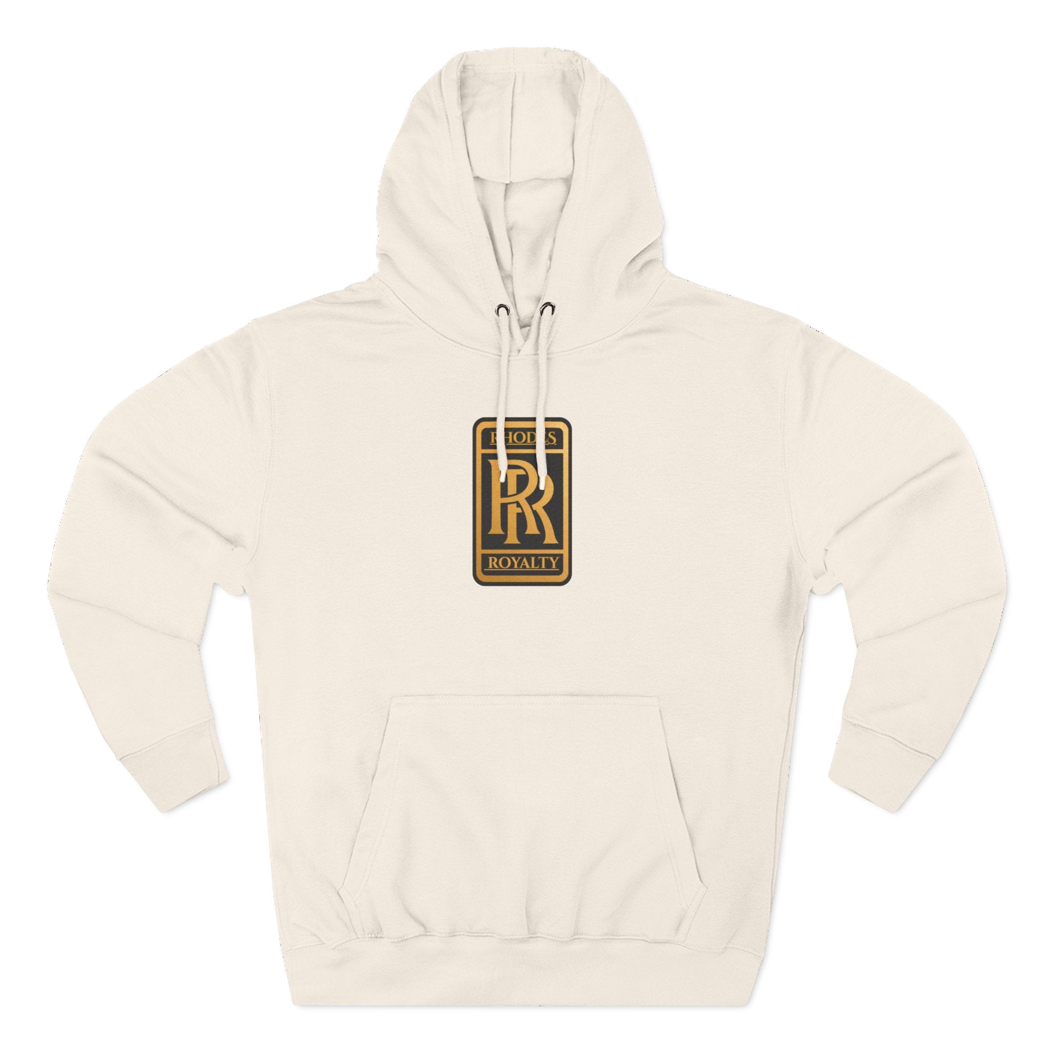 Rhodes Royalty Logo Hoodie — Gold Emblem Fleece Pullover