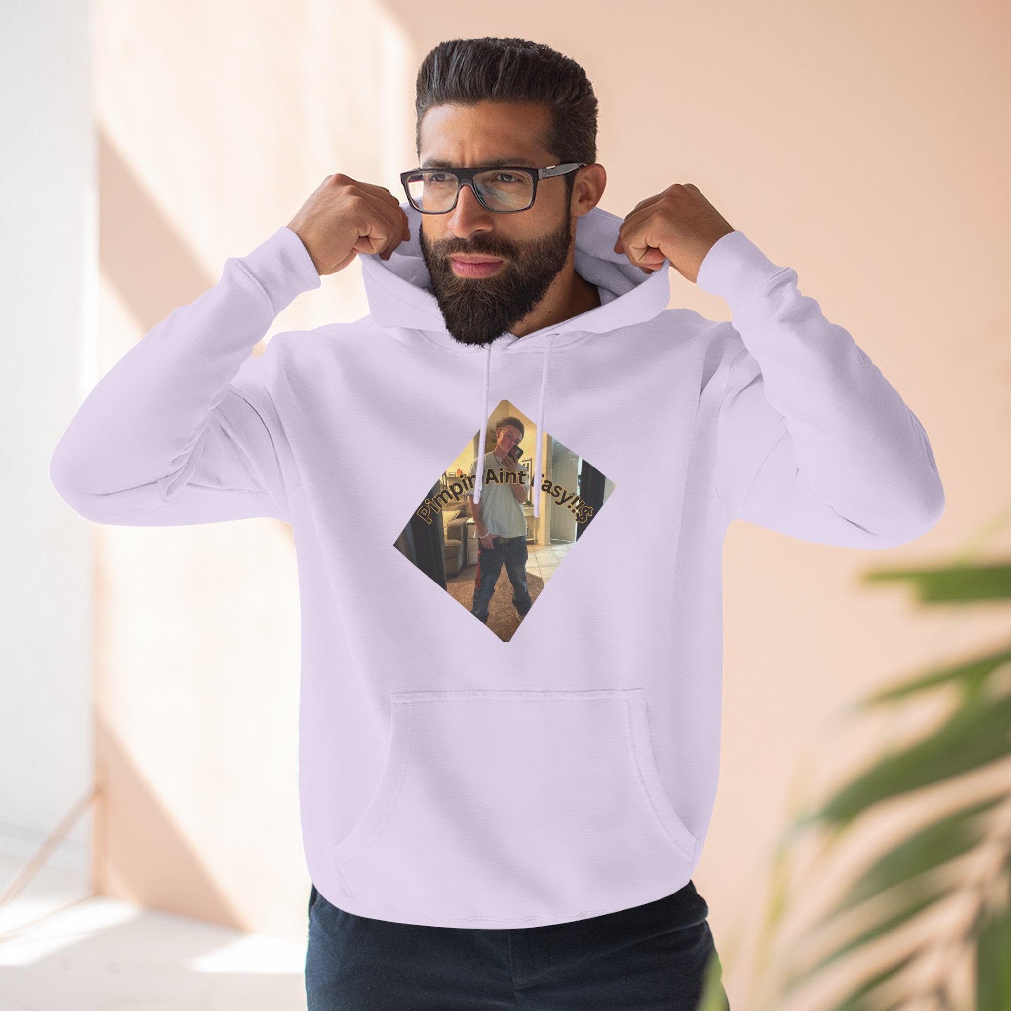 Pimpin Aint Easy (Ryder or Die Style)   Three-Panel Fleece Hoodie — Cozy Diamond Photo Graphic Pullover