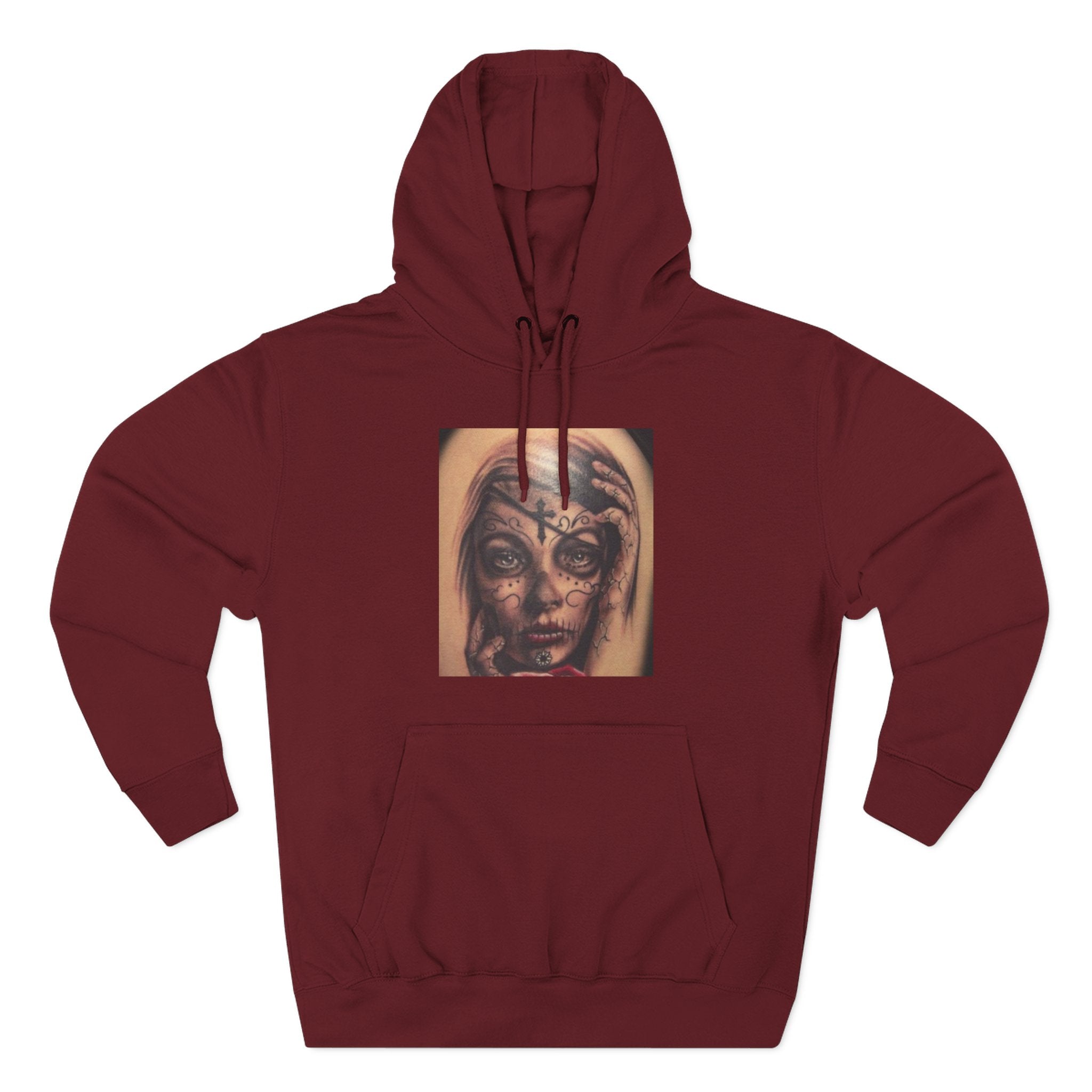 Girl Friends of the Dead Hoodie — Surreal Face Art Three-Panel Graphic Hoodie