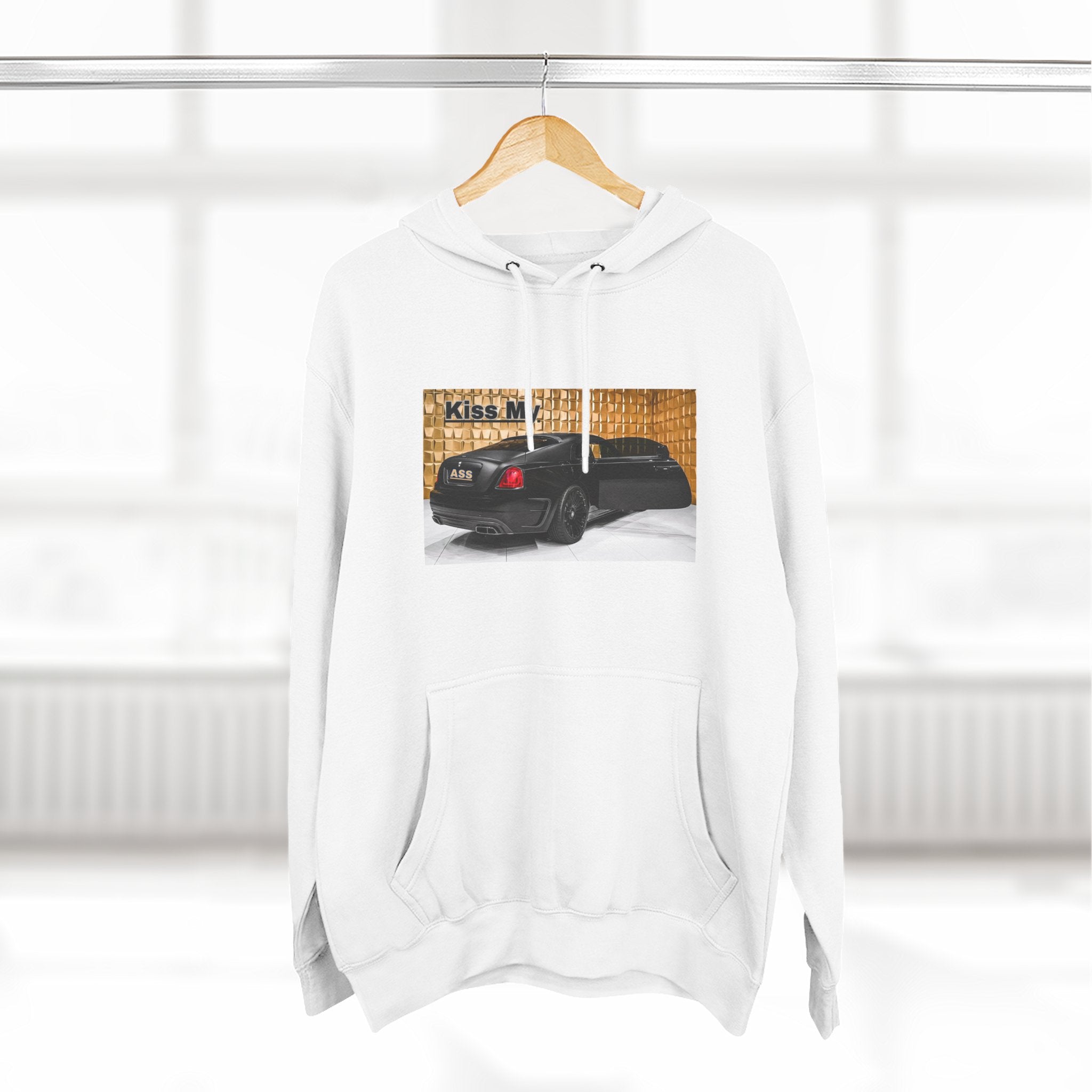 Kiss My  License plate Hoodie — Graphic Black Car Music Lover Pullover