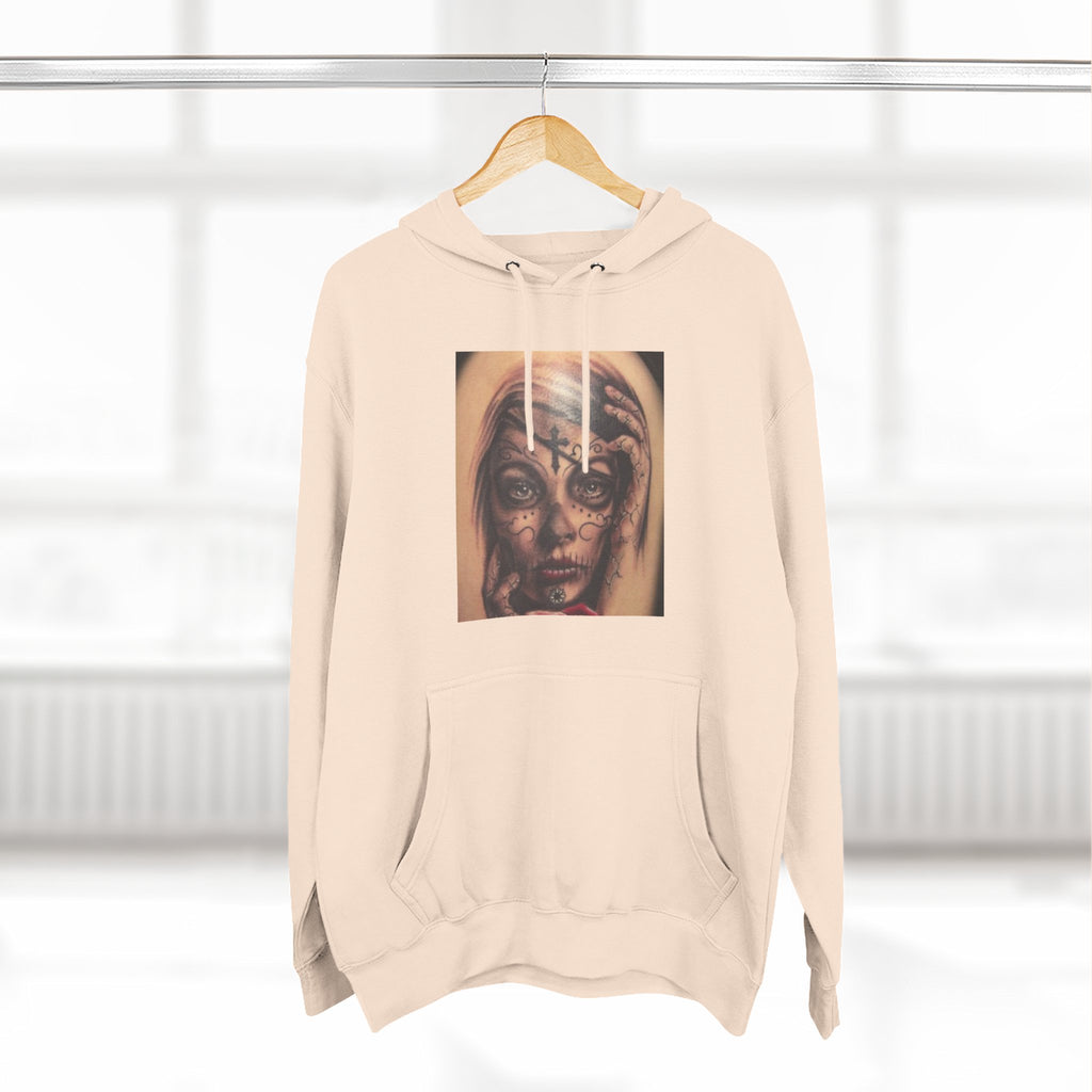 Girl Friends of the Dead Hoodie — Surreal Face Art Three-Panel Graphic Hoodie