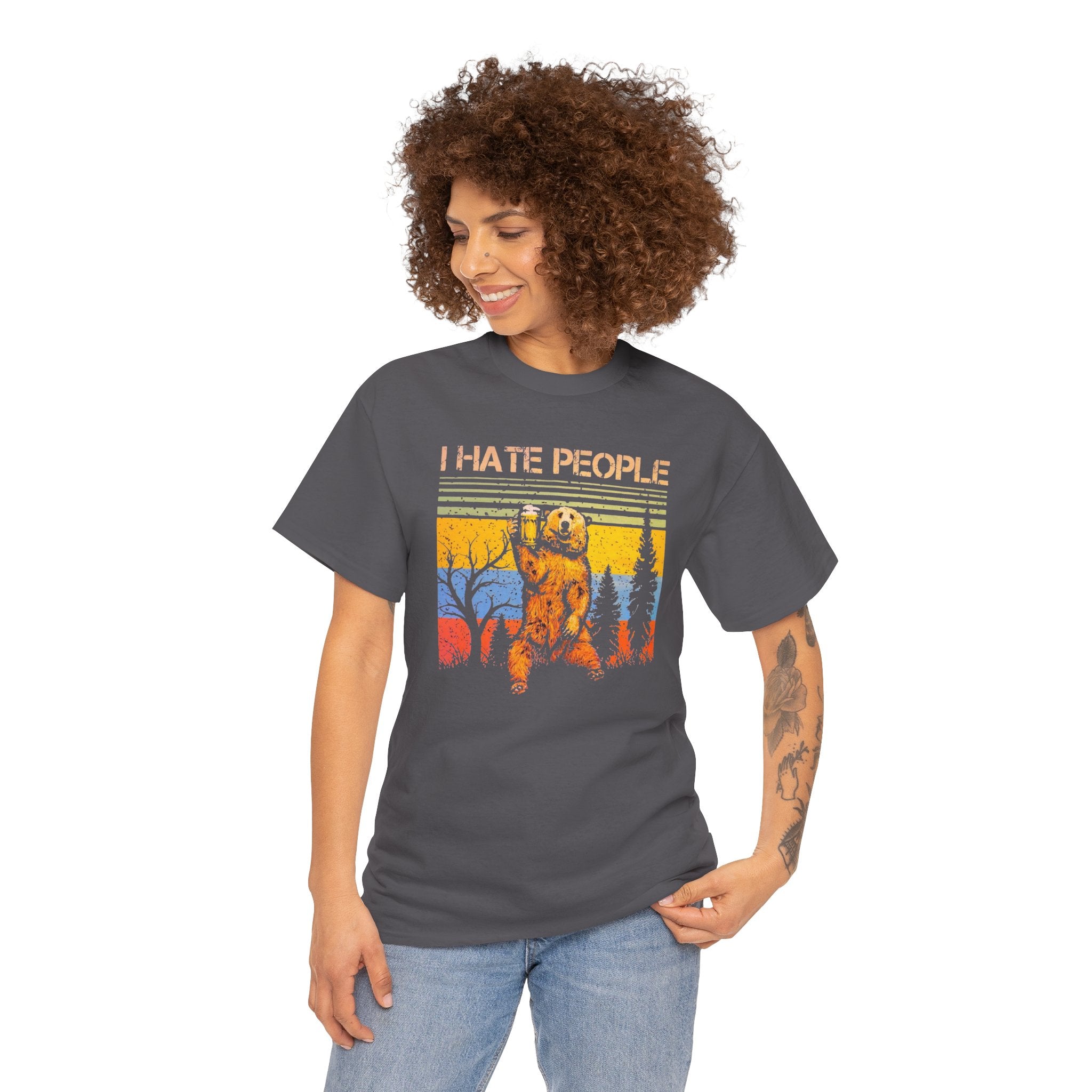 I Hate People Bear T‑Shirt — Retro Forest Graphic Tee