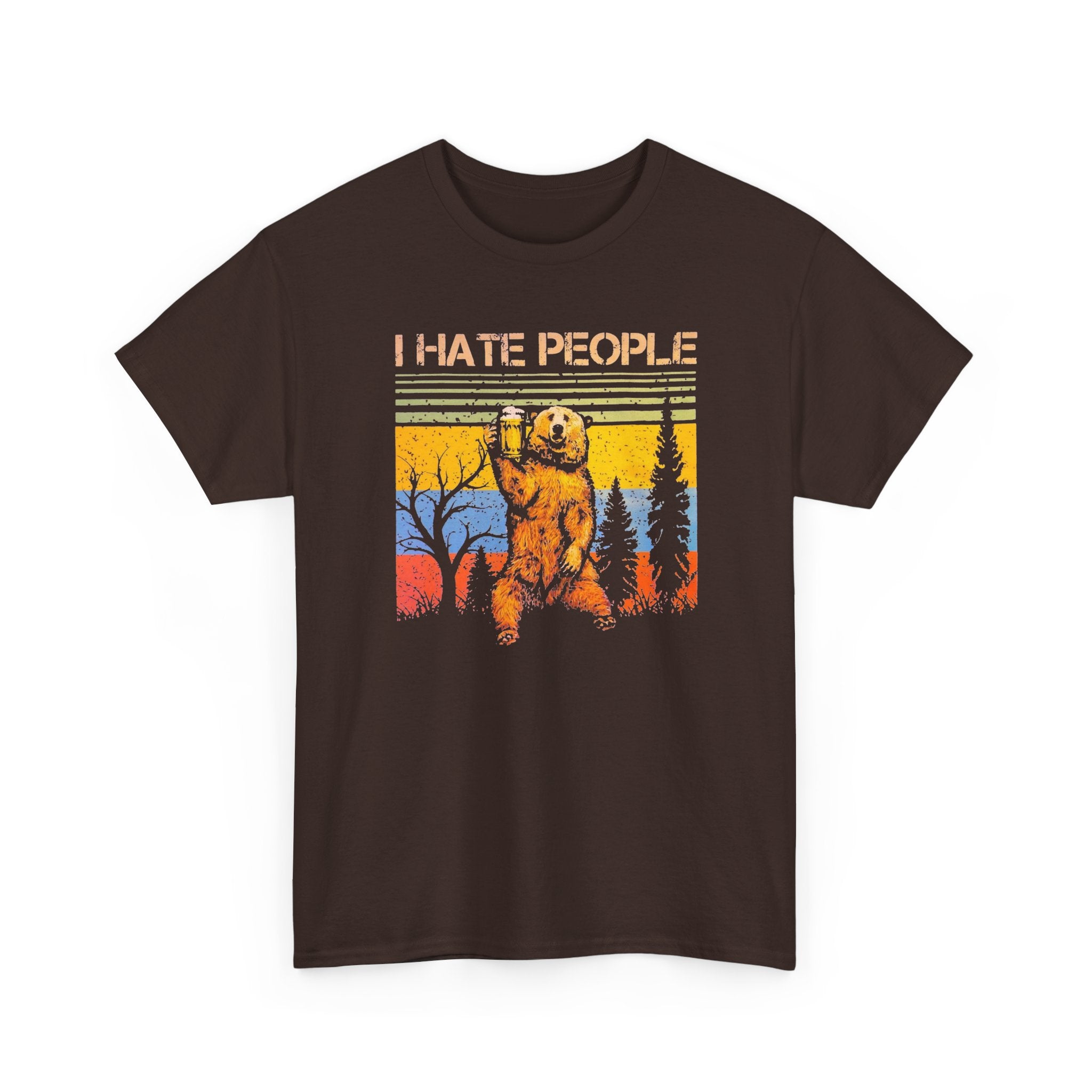 I Hate People Bear T‑Shirt — Retro Forest Graphic Tee