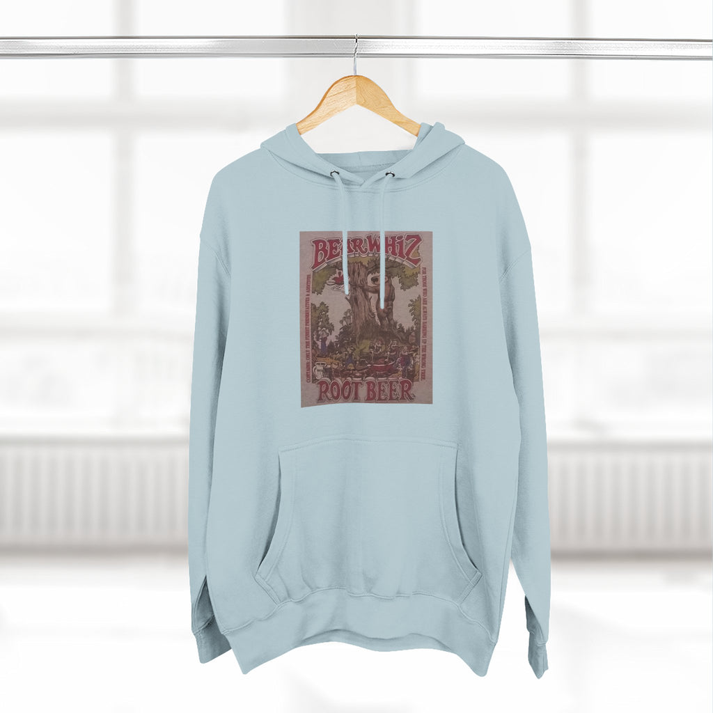 Bear Whiz Beer RootBeer  Vintage Label Hoodie — Retro Beverage Graphic Fleece Pullover