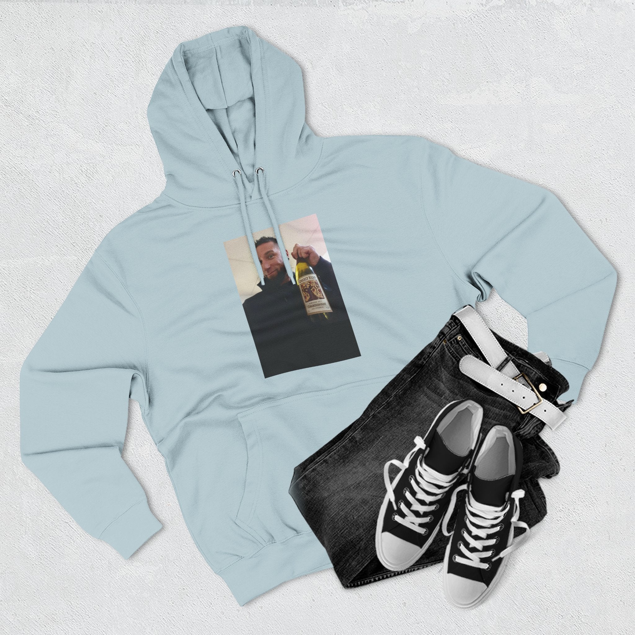 Shaun Says!      Three-Panel Fleece Hoodie – Vintage Photo Collage Printed Hoodie