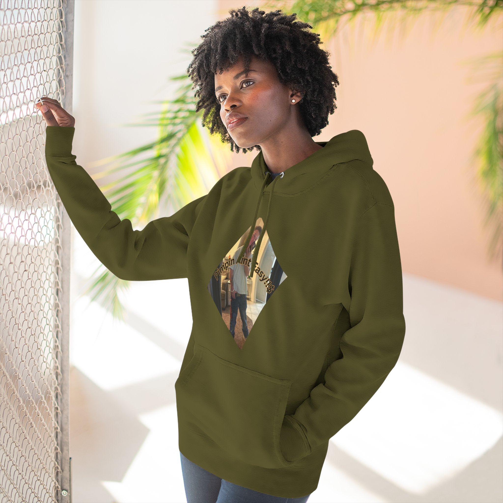 Pimpin Aint Easy (Ryder or Die Style)   Three-Panel Fleece Hoodie — Cozy Diamond Photo Graphic Pullover