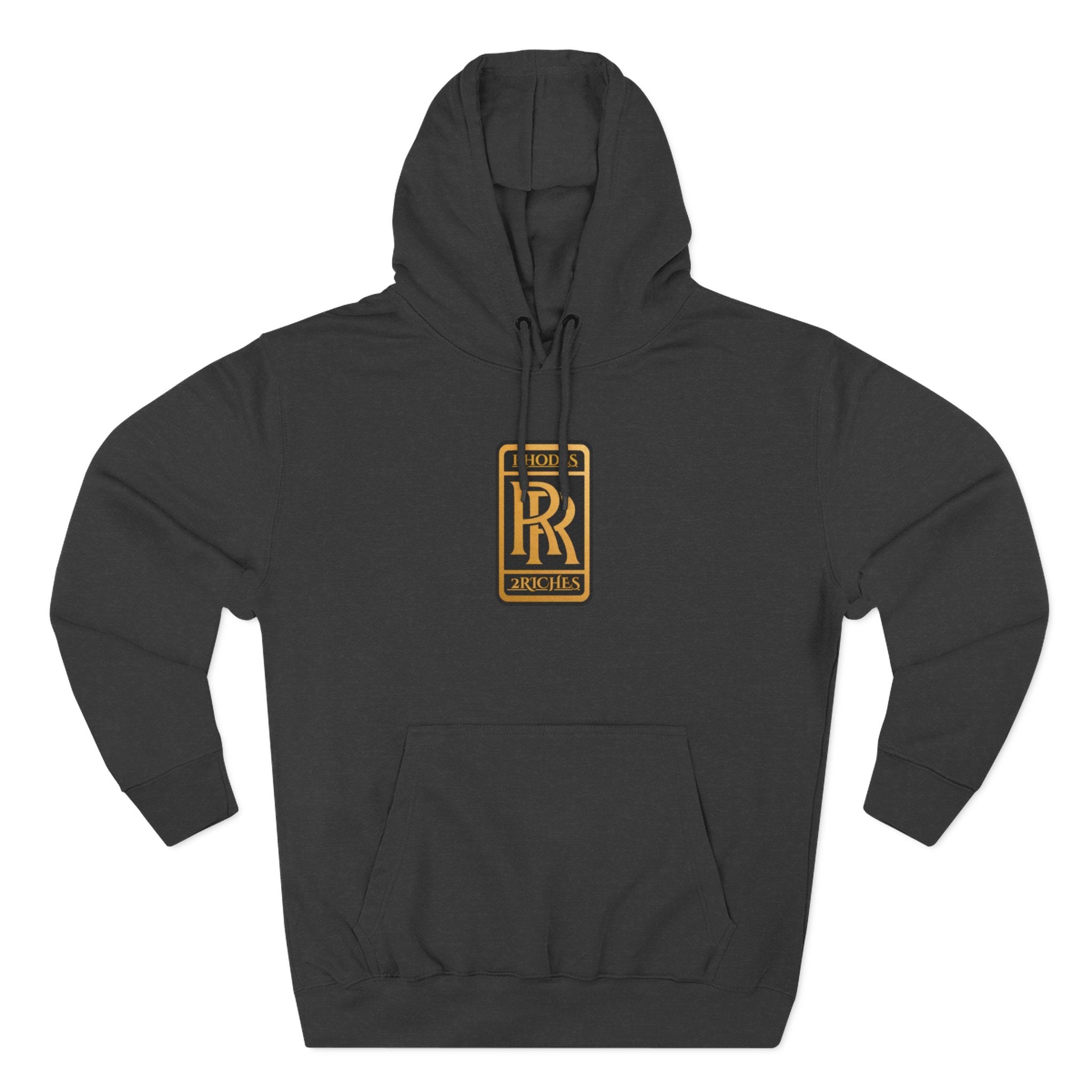 RHODES 2 RICHES  Luxury Monogram Hoodie — Gold RR Crest Fleece Pullover