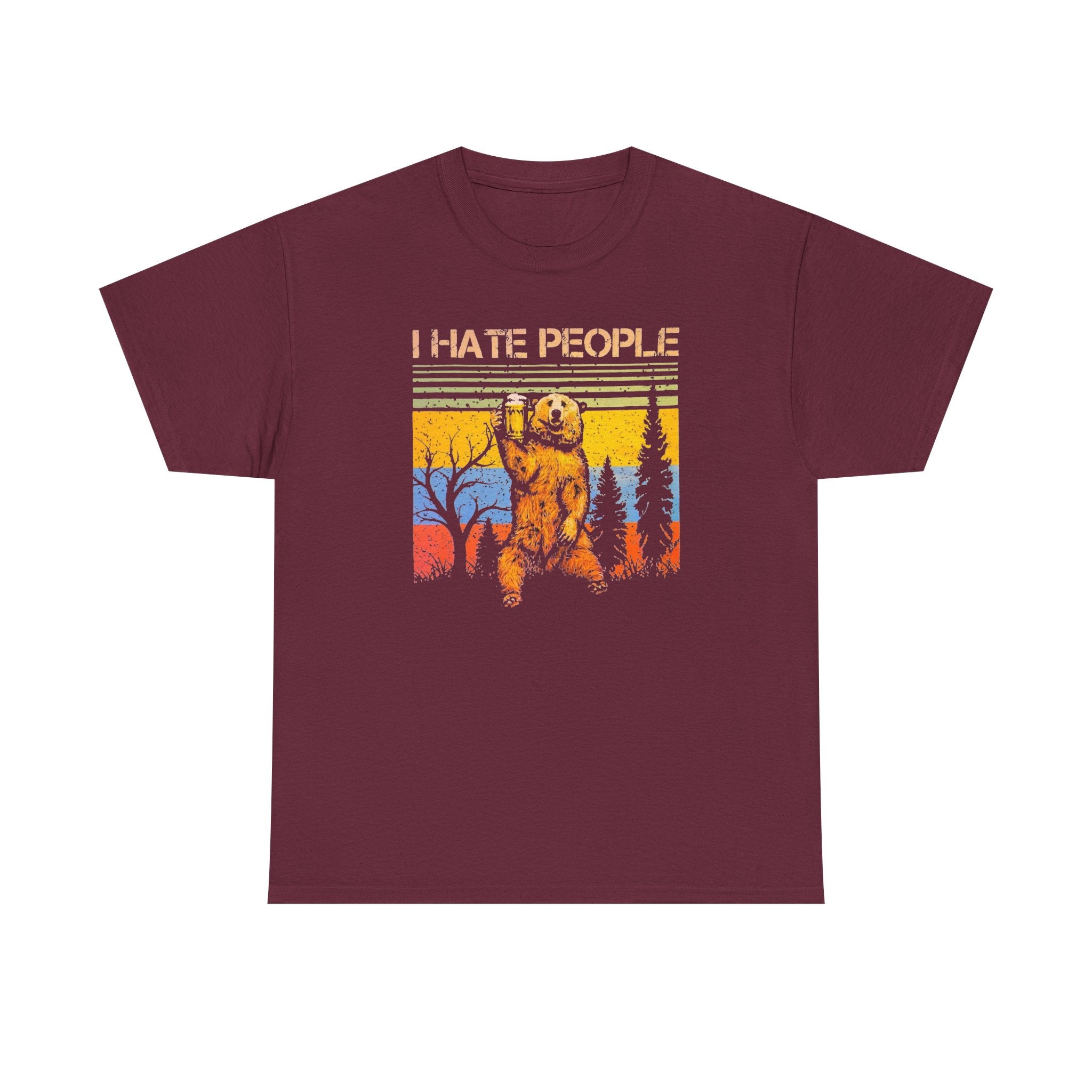 I Hate People Bear T‑Shirt — Retro Forest Graphic Tee