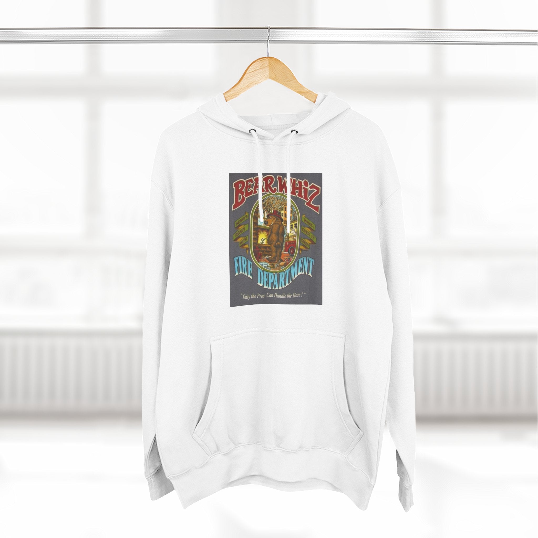 Bear Whiz Fire Department Hoodie — Vintage Bear Whiz Three-Panel Design