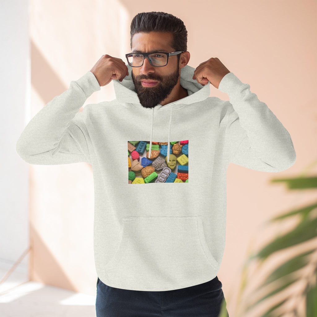 Candy Collage Hoodie — Colorful Retro Candy Graphic Pullover