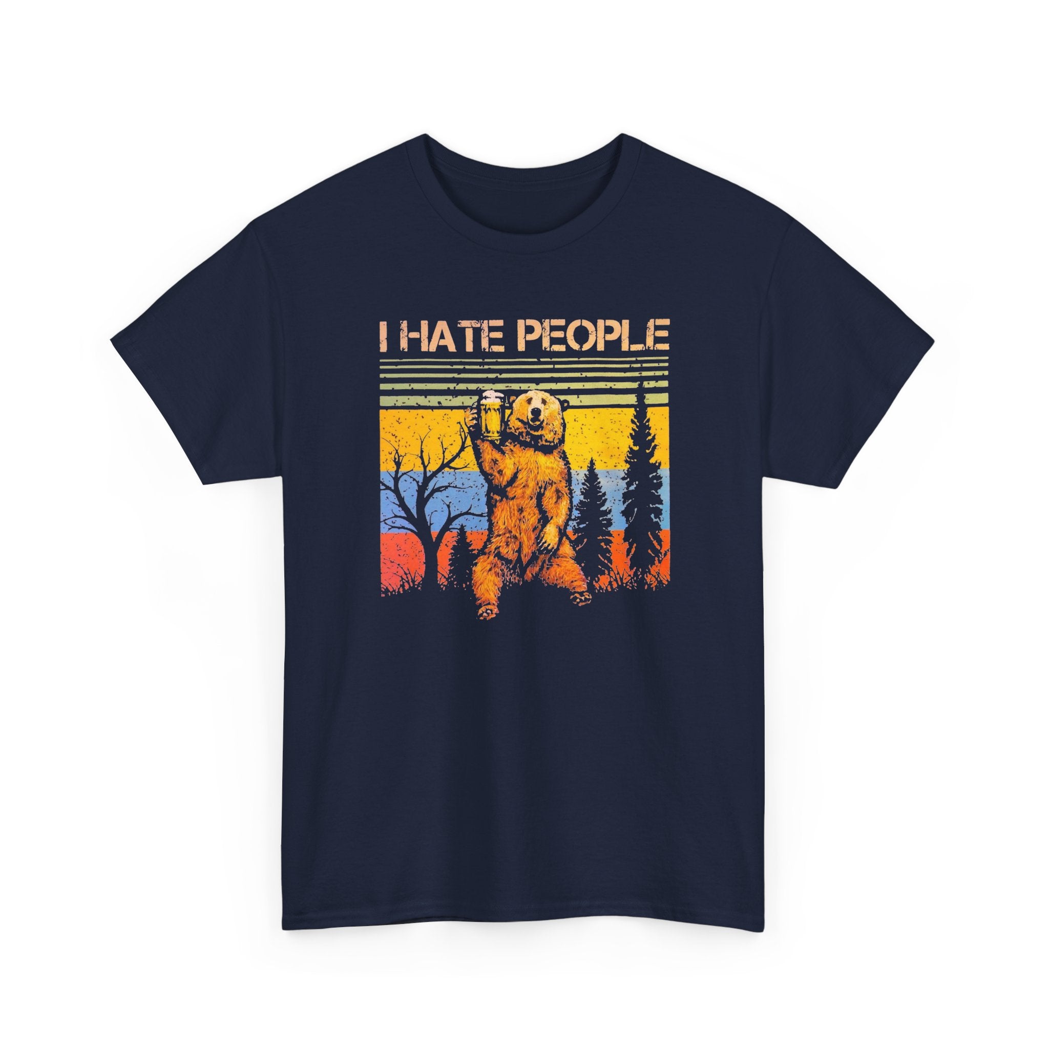 I Hate People Bear T‑Shirt — Retro Forest Graphic Tee