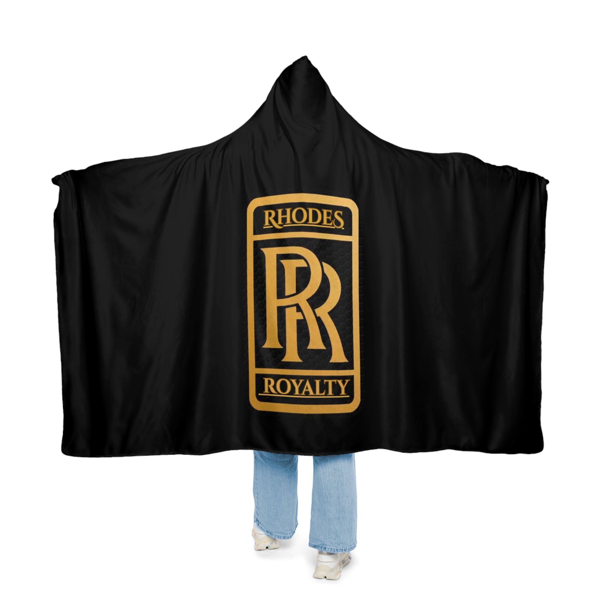 Rhodes Royalty - RR Hooded Blanket – Cozy Snuggle Throw with Gold Emblem
