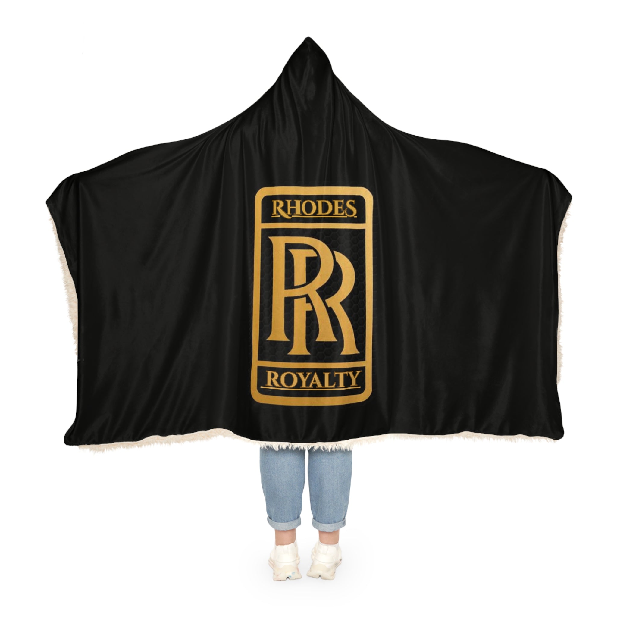 Rhodes Royalty - RR Hooded Blanket – Cozy Snuggle Throw with Gold Emblem