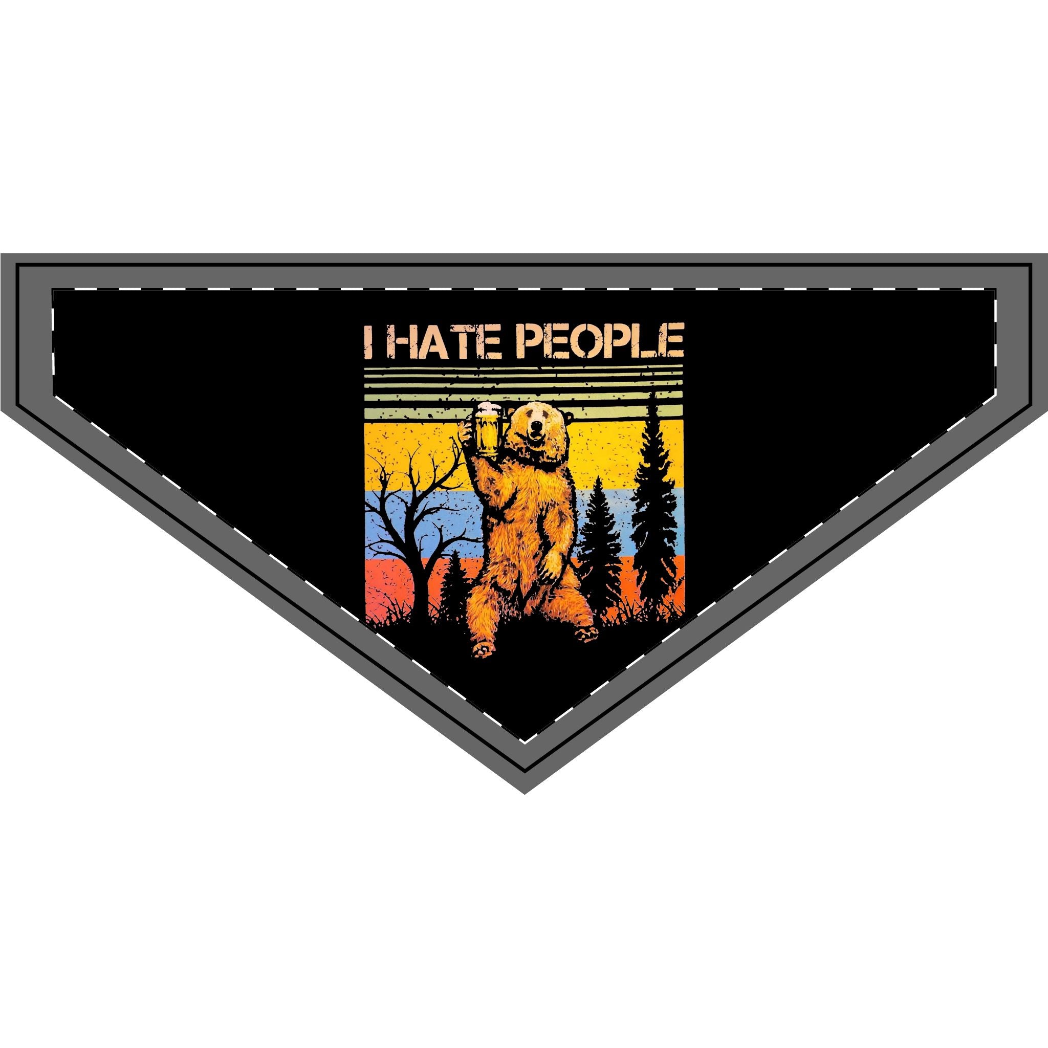 Clip-On Pet Bandana — "I Hate People" Bear Graphic Dog Bandana