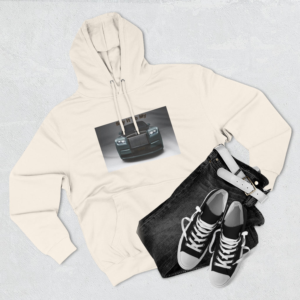 Say It To My Face RR-Style Three-Panel Fleece Sweatshirt- Luxury Car Front Graphic Hoodie —