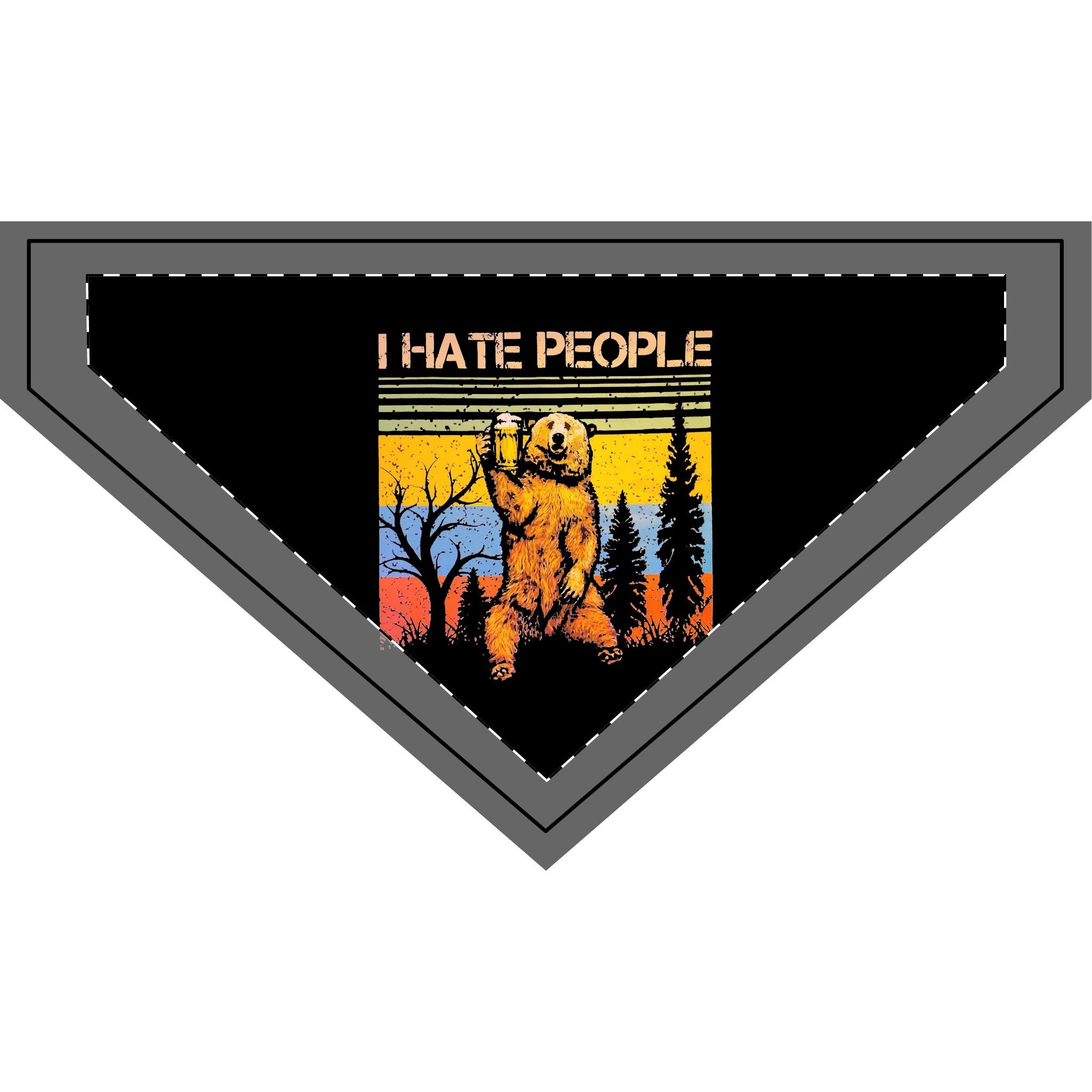 Clip-On Pet Bandana — "I Hate People" Bear Graphic Dog Bandana