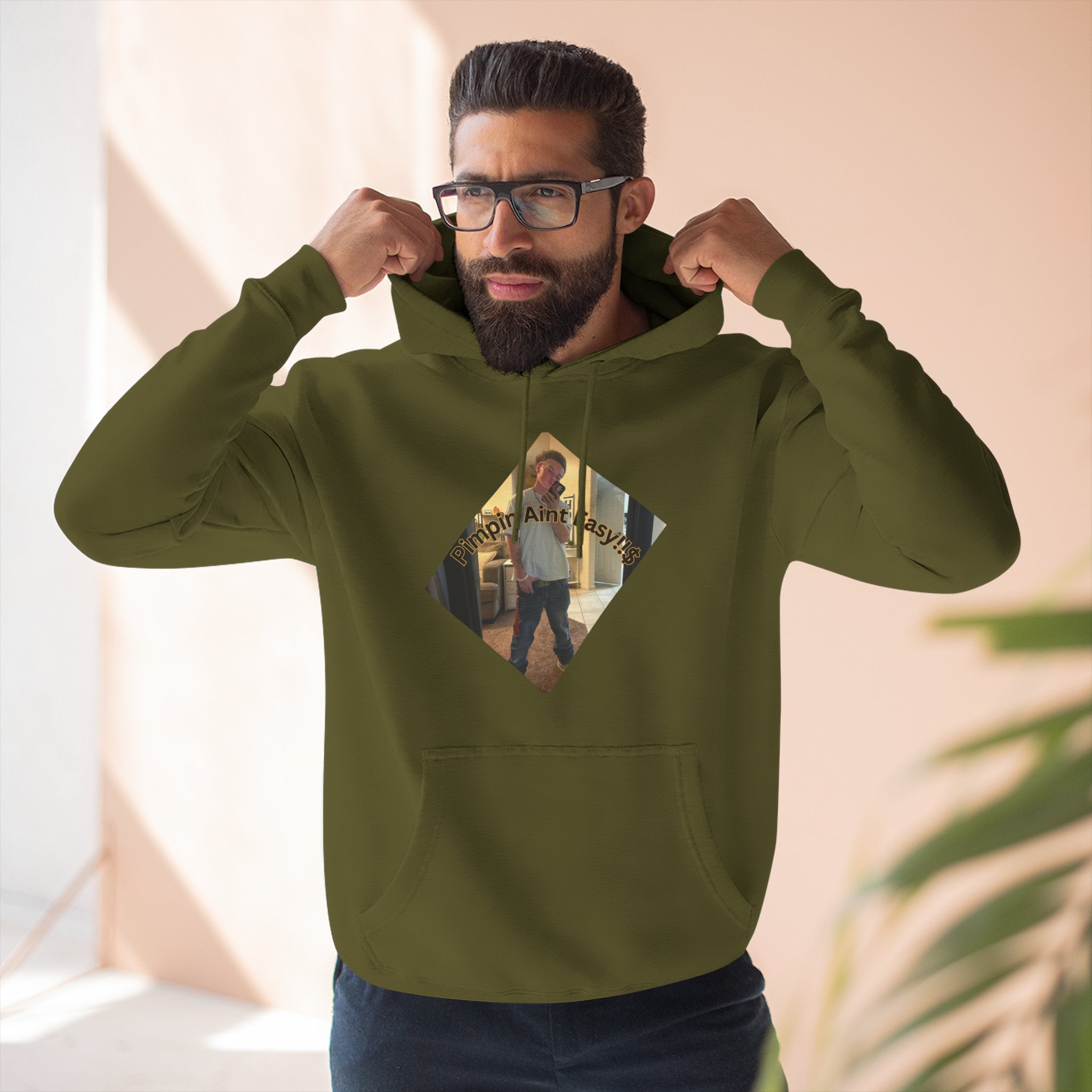 Pimpin Aint Easy (Ryder or Die Style)   Three-Panel Fleece Hoodie — Cozy Diamond Photo Graphic Pullover