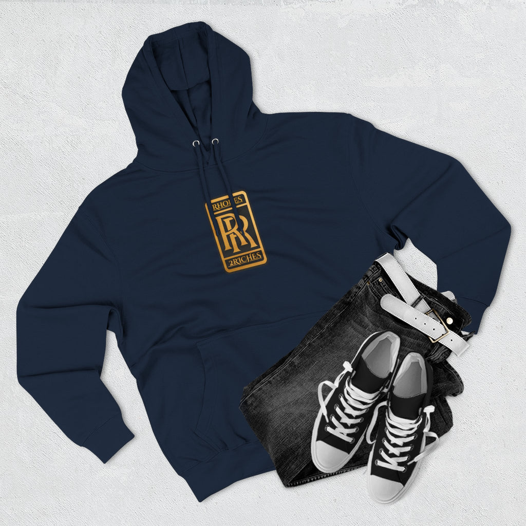 RHODES 2 RICHES  Luxury Monogram Hoodie — Gold RR Crest Fleece Pullover
