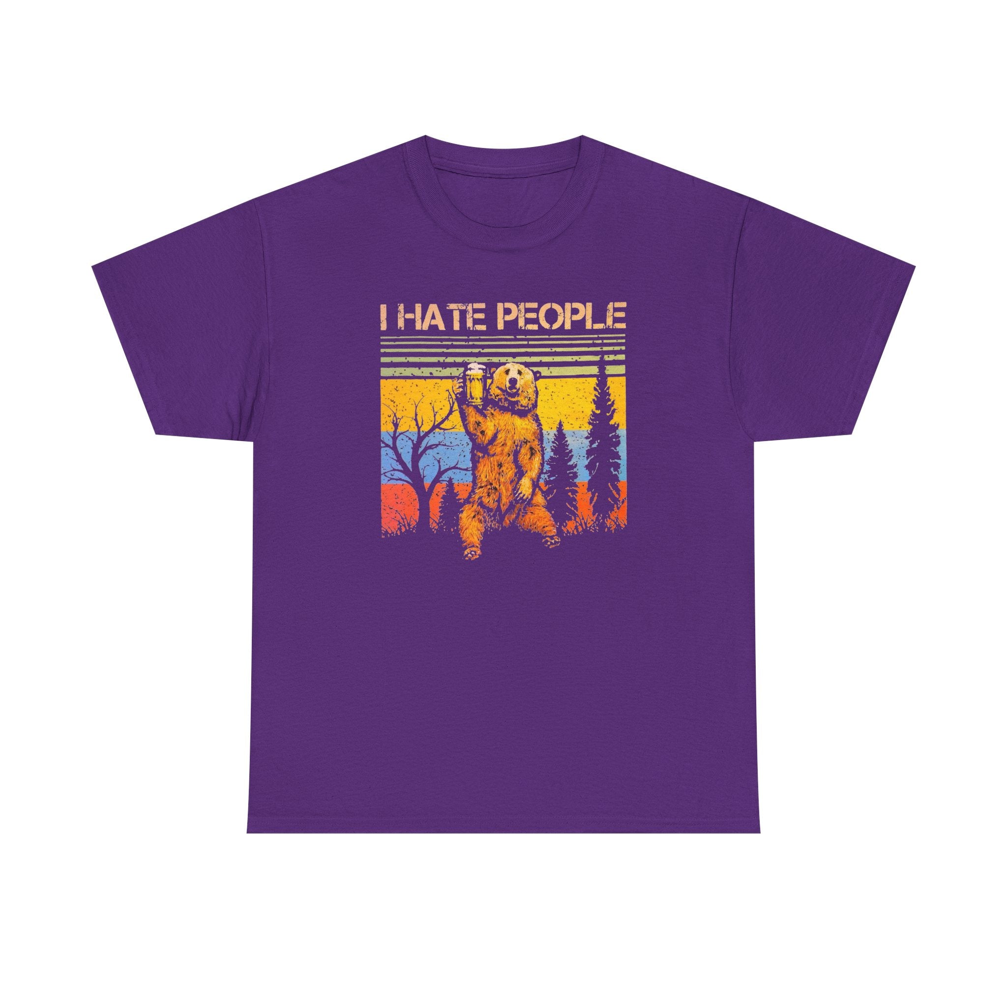 I Hate People Bear T‑Shirt — Retro Forest Graphic Tee