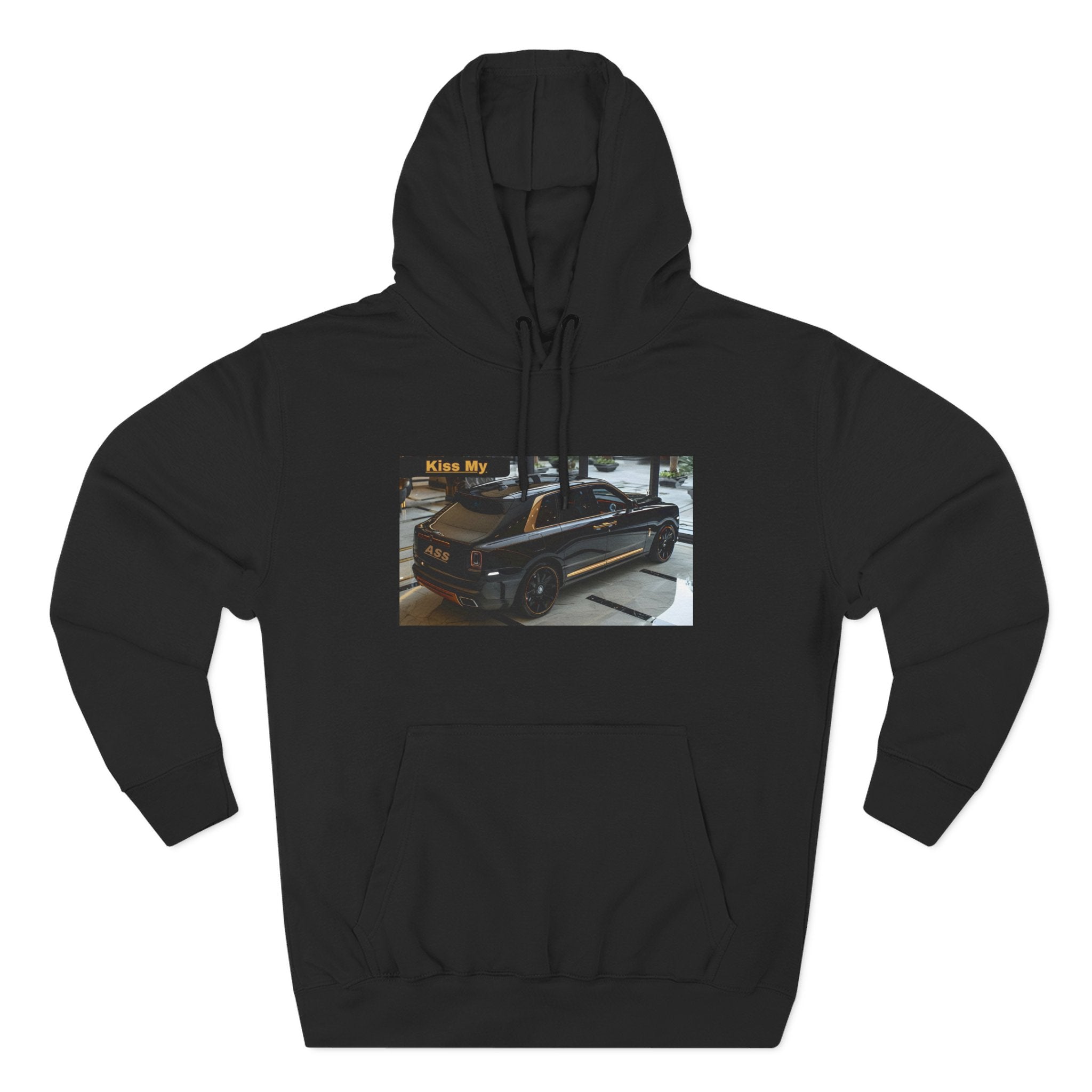Kiss MY  License plate SUV Hoodie — Vintage Black Muscle Car Graphic Pullover