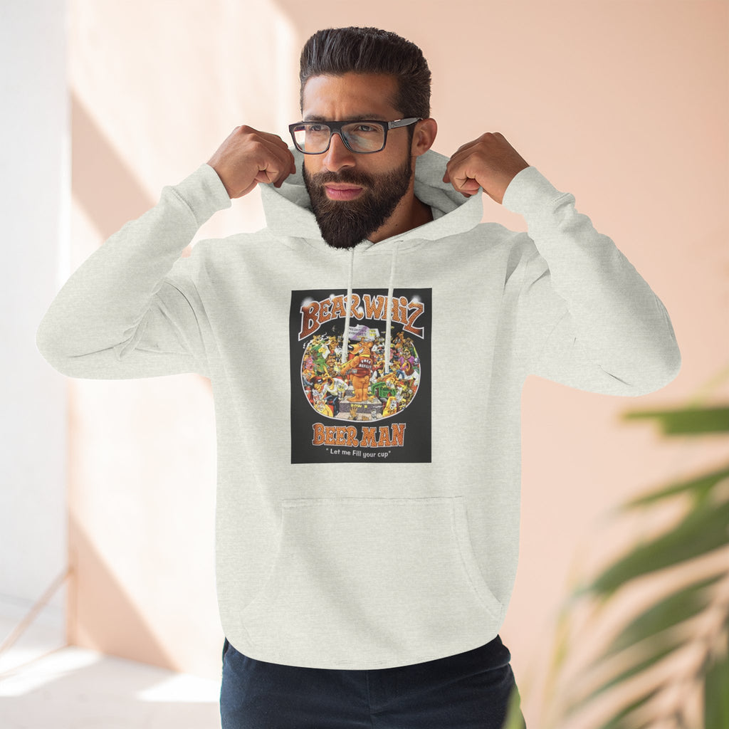 Bear Whiz Beer Fill-em Up Hoodie — Retro Collage Pullover
