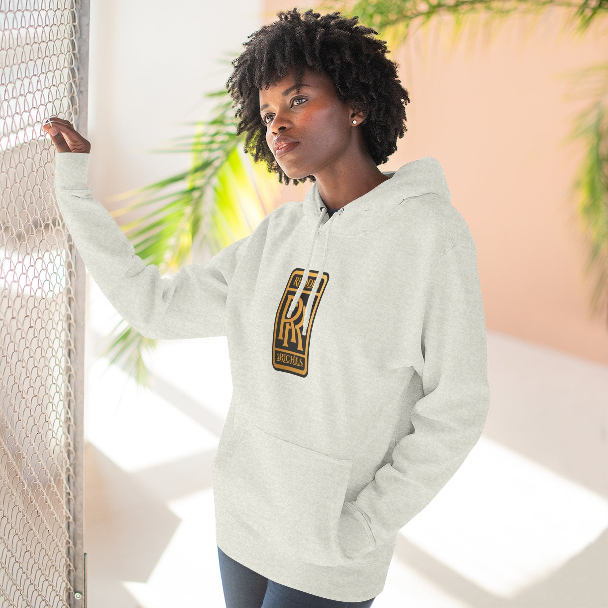RHODES 2 RICHES  Luxury Monogram Hoodie — Gold RR Crest Fleece Pullover
