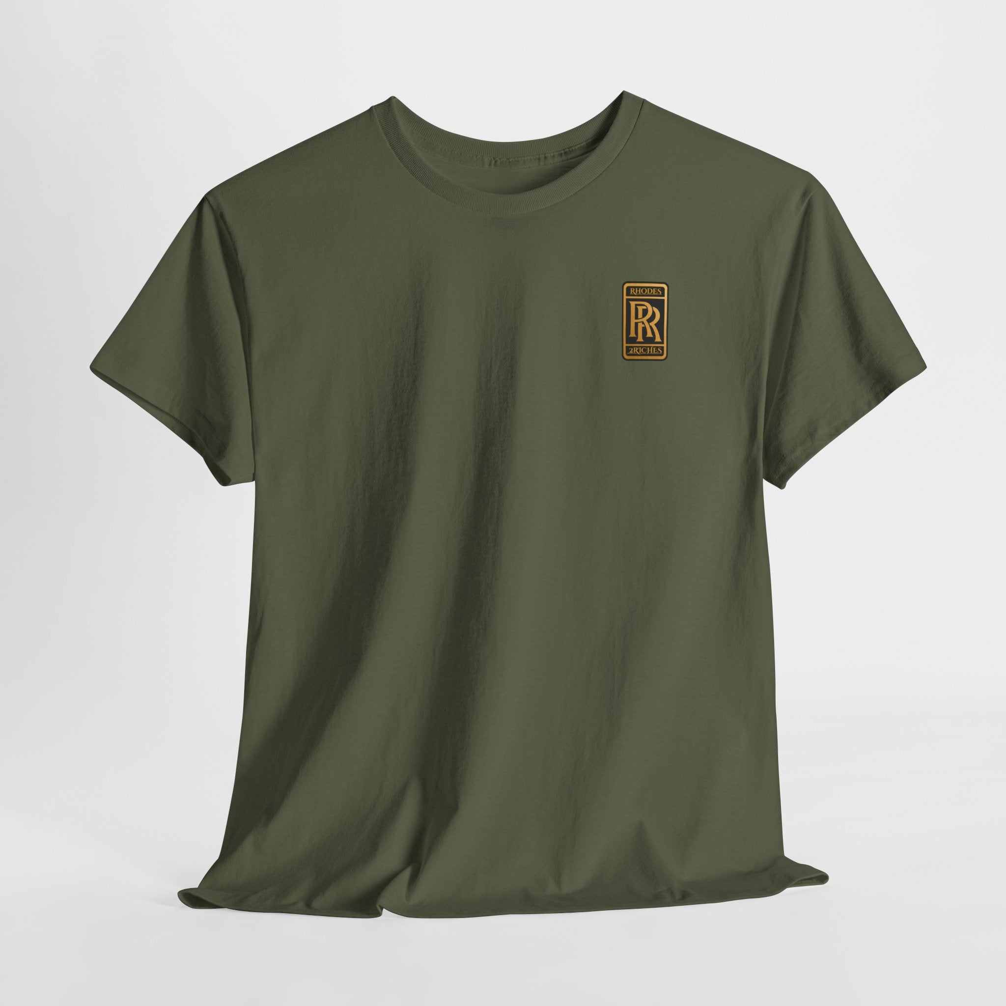 Rhodes 2 Riches Gold Family Crest Monogram Tee — Luxury RR Chest Patch T-Shirt