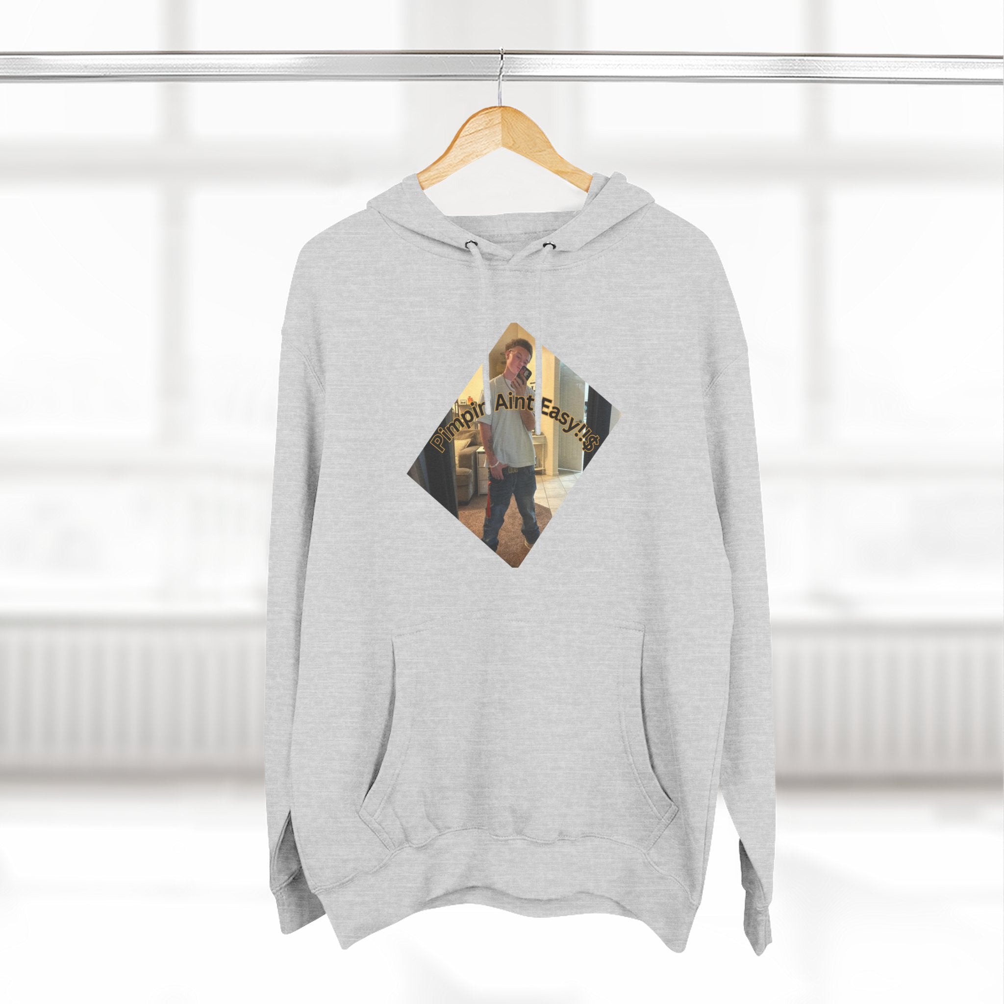 Pimpin Aint Easy (Ryder or Die Style)   Three-Panel Fleece Hoodie — Cozy Diamond Photo Graphic Pullover