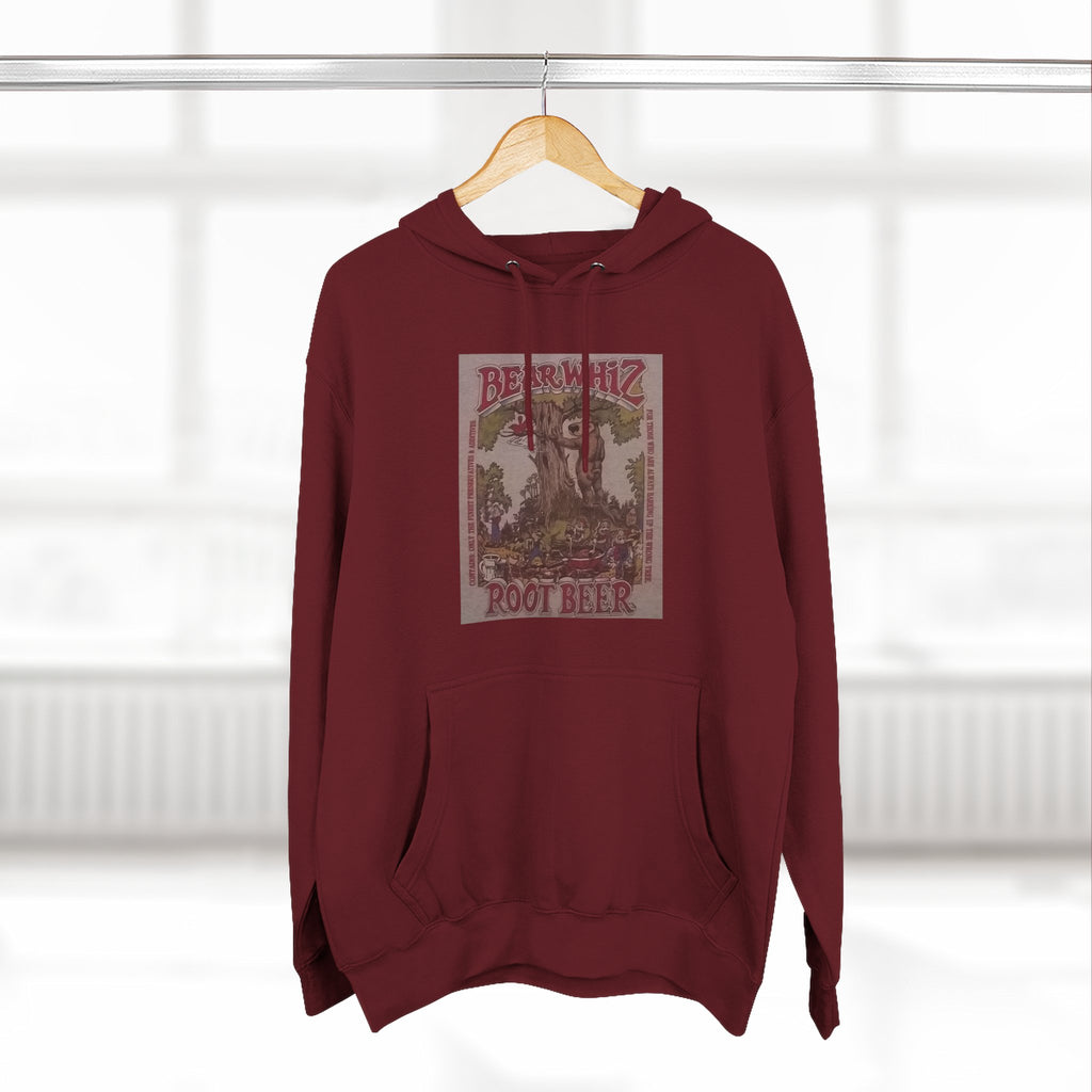 Bear Whiz Beer RootBeer  Vintage Label Hoodie — Retro Beverage Graphic Fleece Pullover
