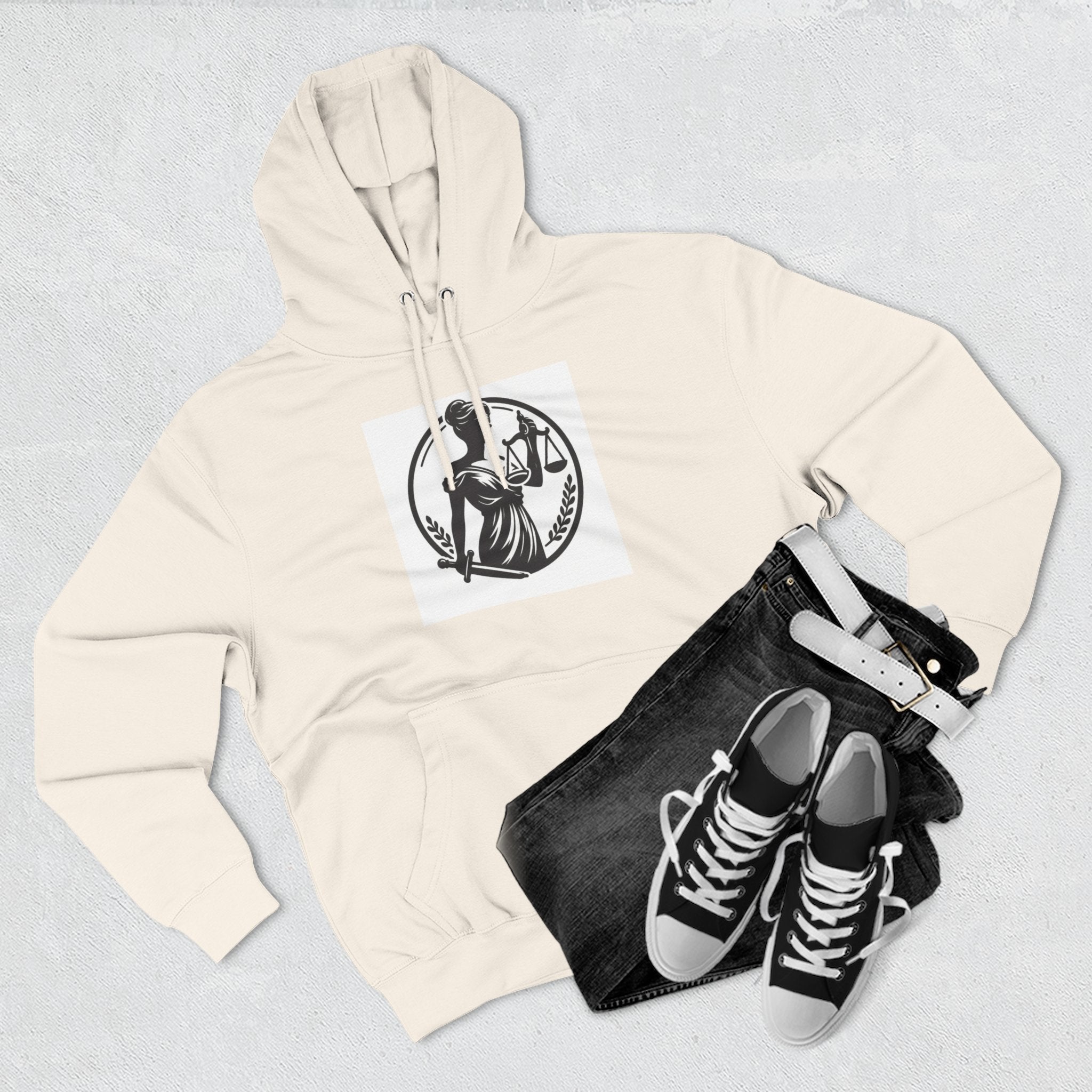 Lady Justice Scales Hoodie — Legal Lawyer Lawyerhood Emblem Sweatshirt