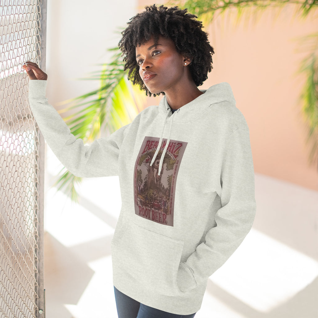 Bear Whiz Beer RootBeer  Vintage Label Hoodie — Retro Beverage Graphic Fleece Pullover