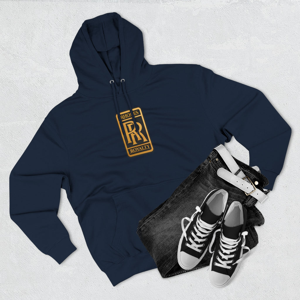 Rhodes Royalty Logo Hoodie — Gold Emblem Fleece Pullover