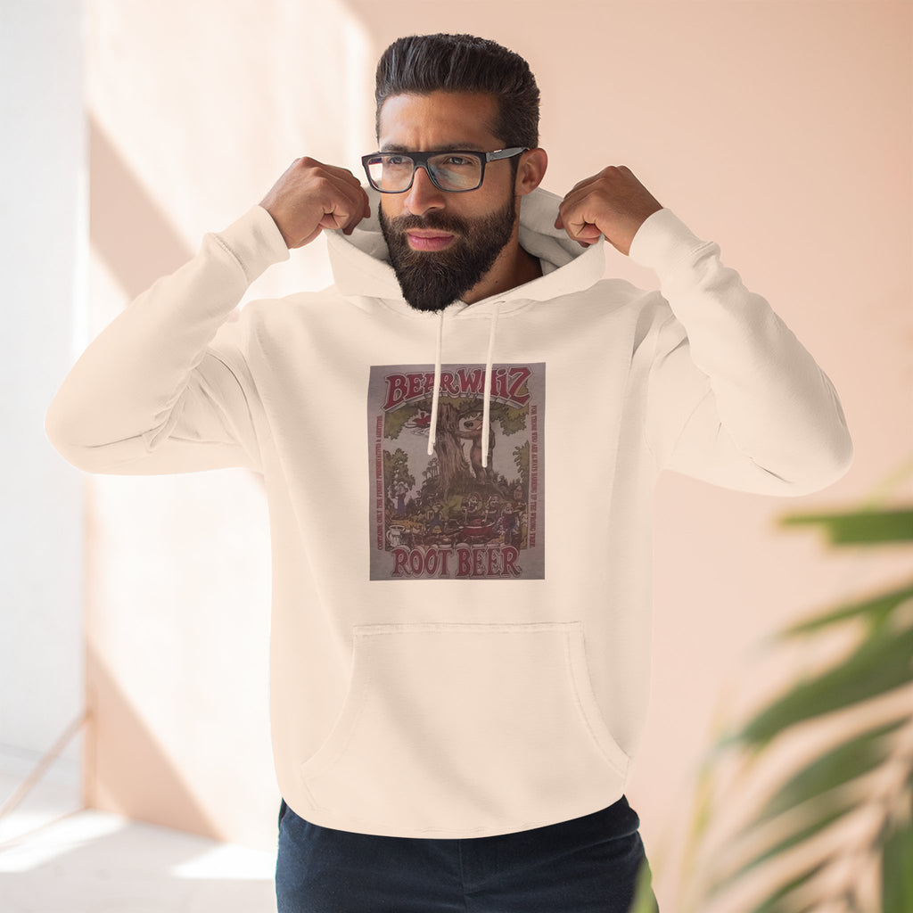 Bear Whiz Beer RootBeer  Vintage Label Hoodie — Retro Beverage Graphic Fleece Pullover