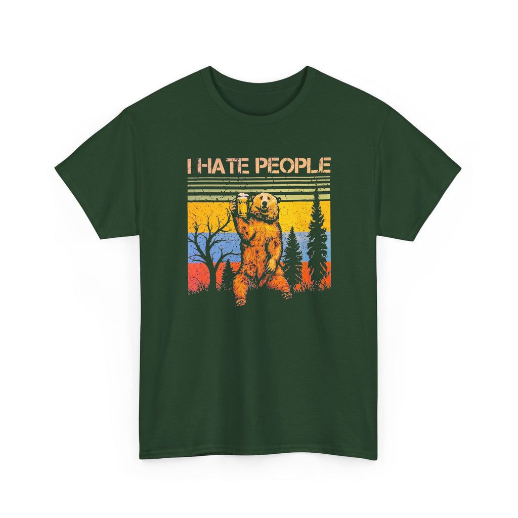 I Hate People Bear T‑Shirt — Retro Forest Graphic Tee