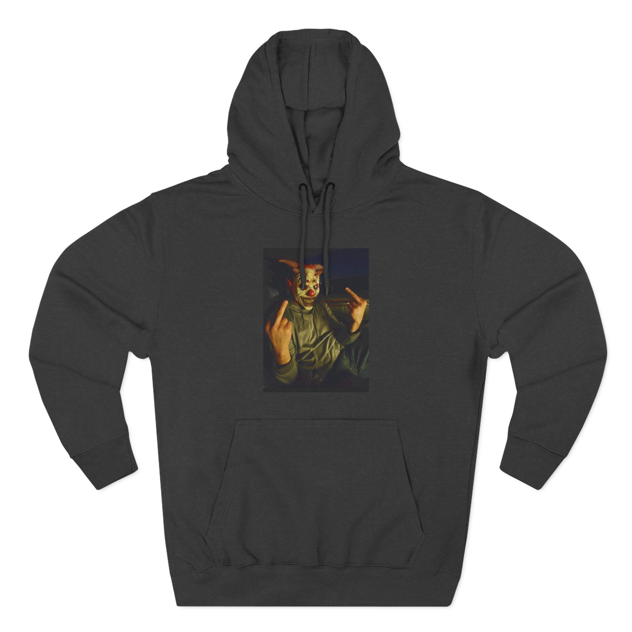 Scare Me Graphic Hoodie — Dark Art Portrait with Hand Gesture Print