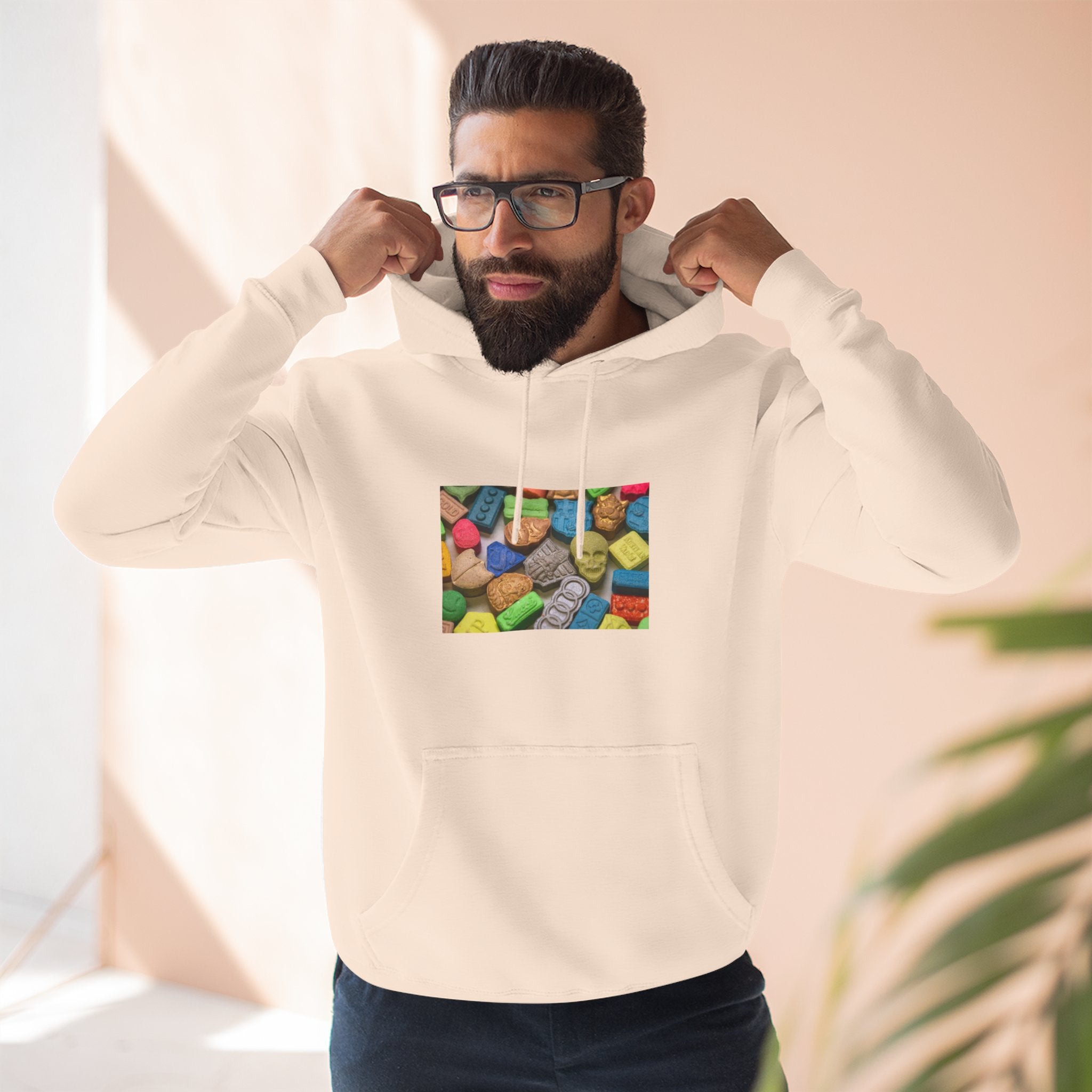 Candy Collage Hoodie — Colorful Retro Candy Graphic Pullover