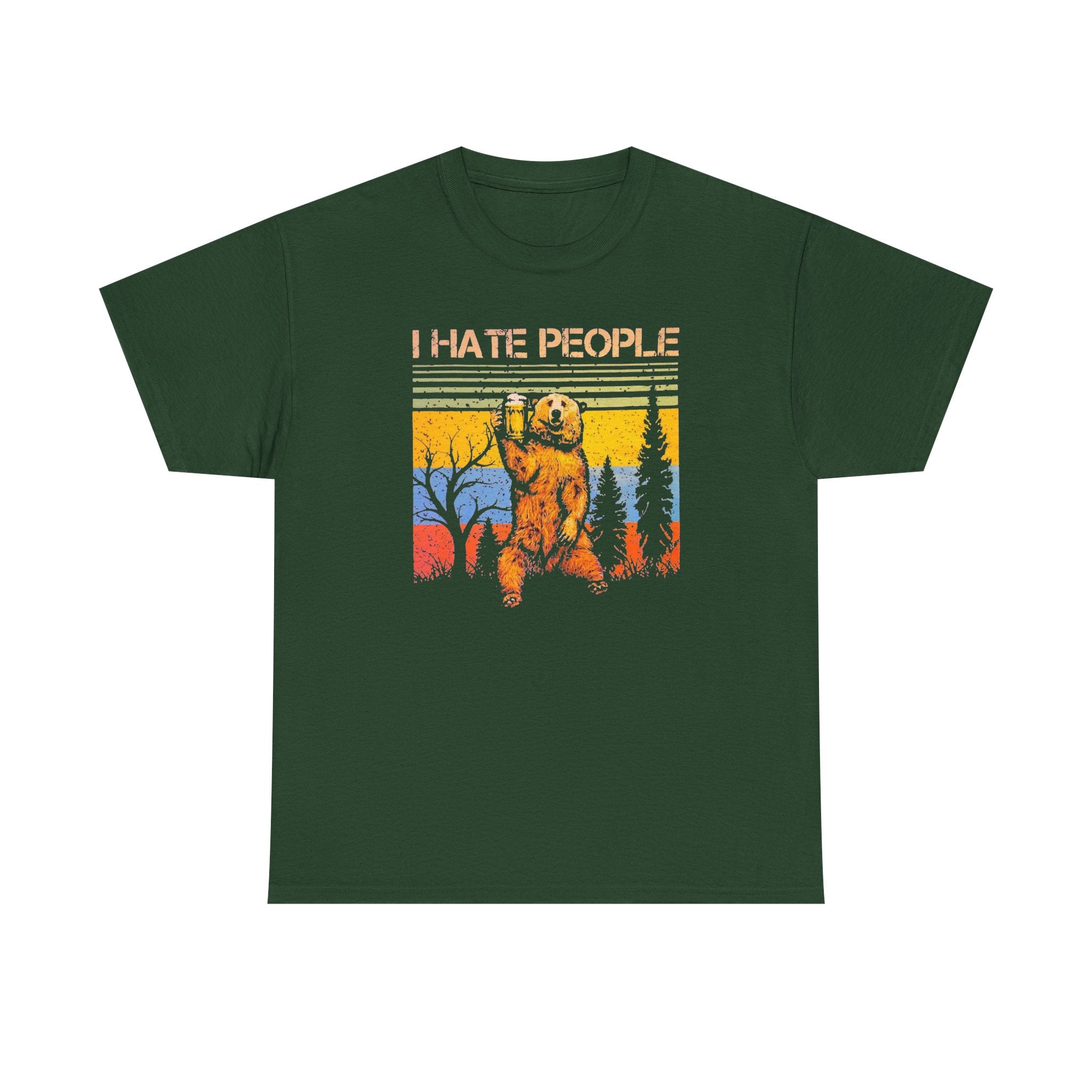 I Hate People Bear T‑Shirt — Retro Forest Graphic Tee