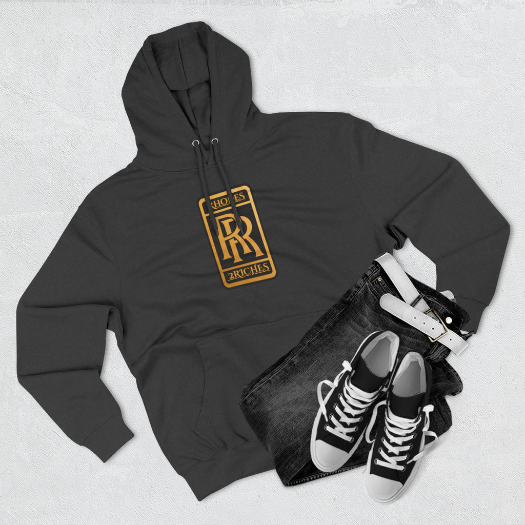 RHODES 2 RICHES Heritage RR Gold Emblem Hoodie — Luxury Vintage Logo Fleece