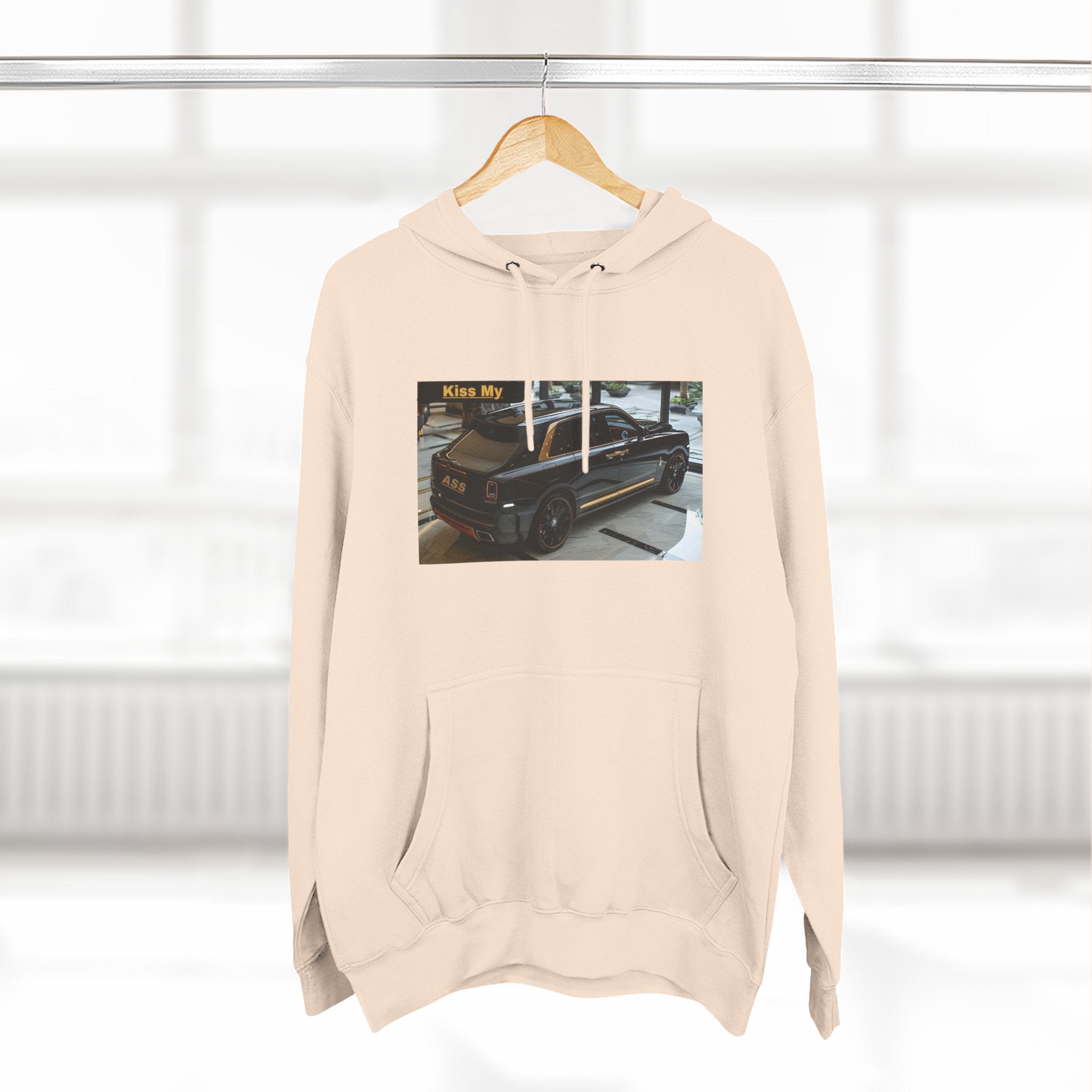 Kiss MY  License plate SUV Hoodie — Vintage Black Muscle Car Graphic Pullover