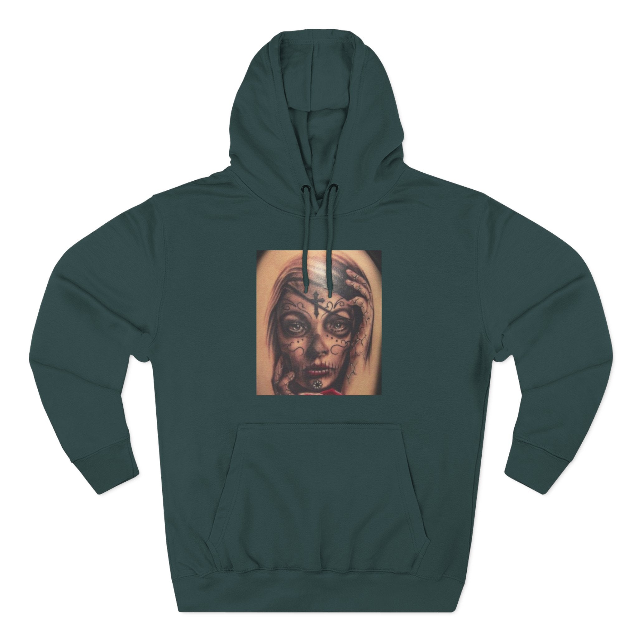 Girl Friends of the Dead Hoodie — Surreal Face Art Three-Panel Graphic Hoodie