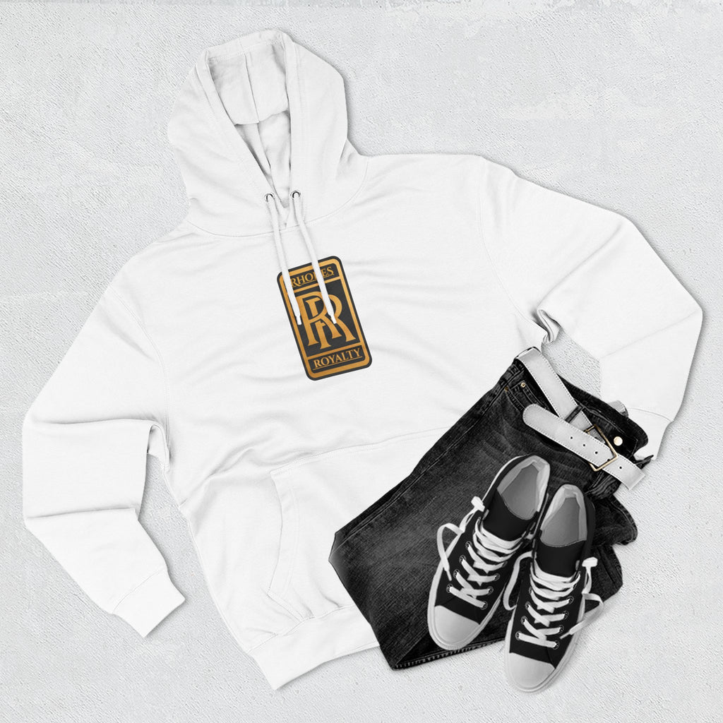 Rhodes Royalty Logo Hoodie — Gold Emblem Fleece Pullover
