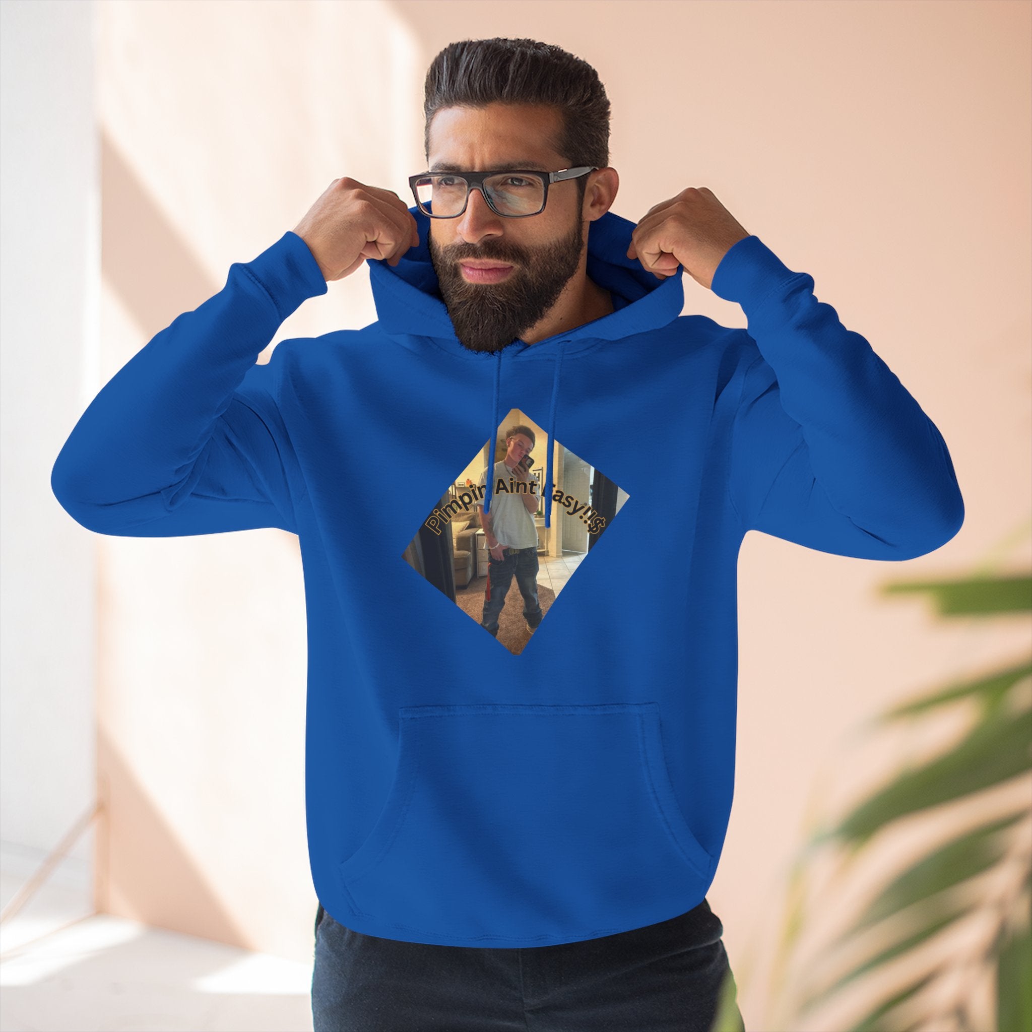 Pimpin Aint Easy (Ryder or Die Style)   Three-Panel Fleece Hoodie — Cozy Diamond Photo Graphic Pullover