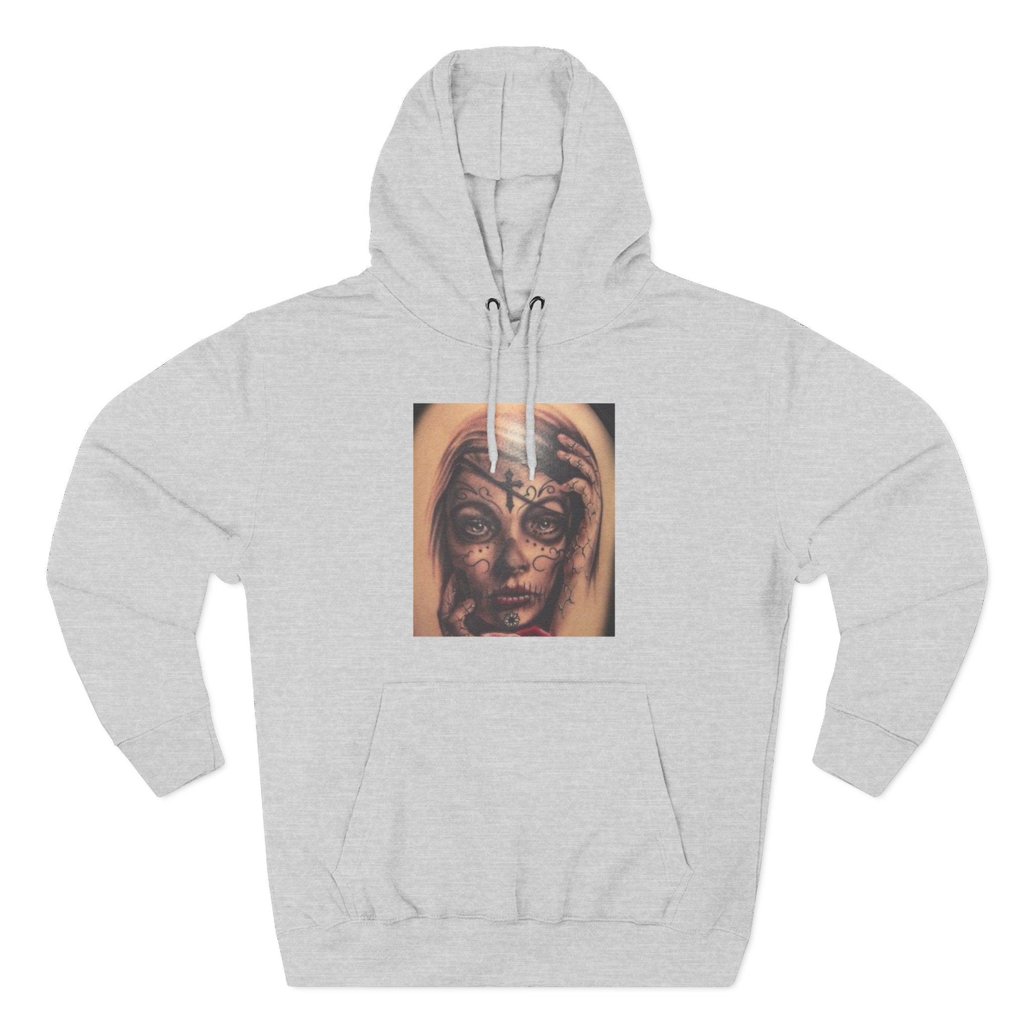 Girl Friends of the Dead Hoodie — Surreal Face Art Three-Panel Graphic Hoodie