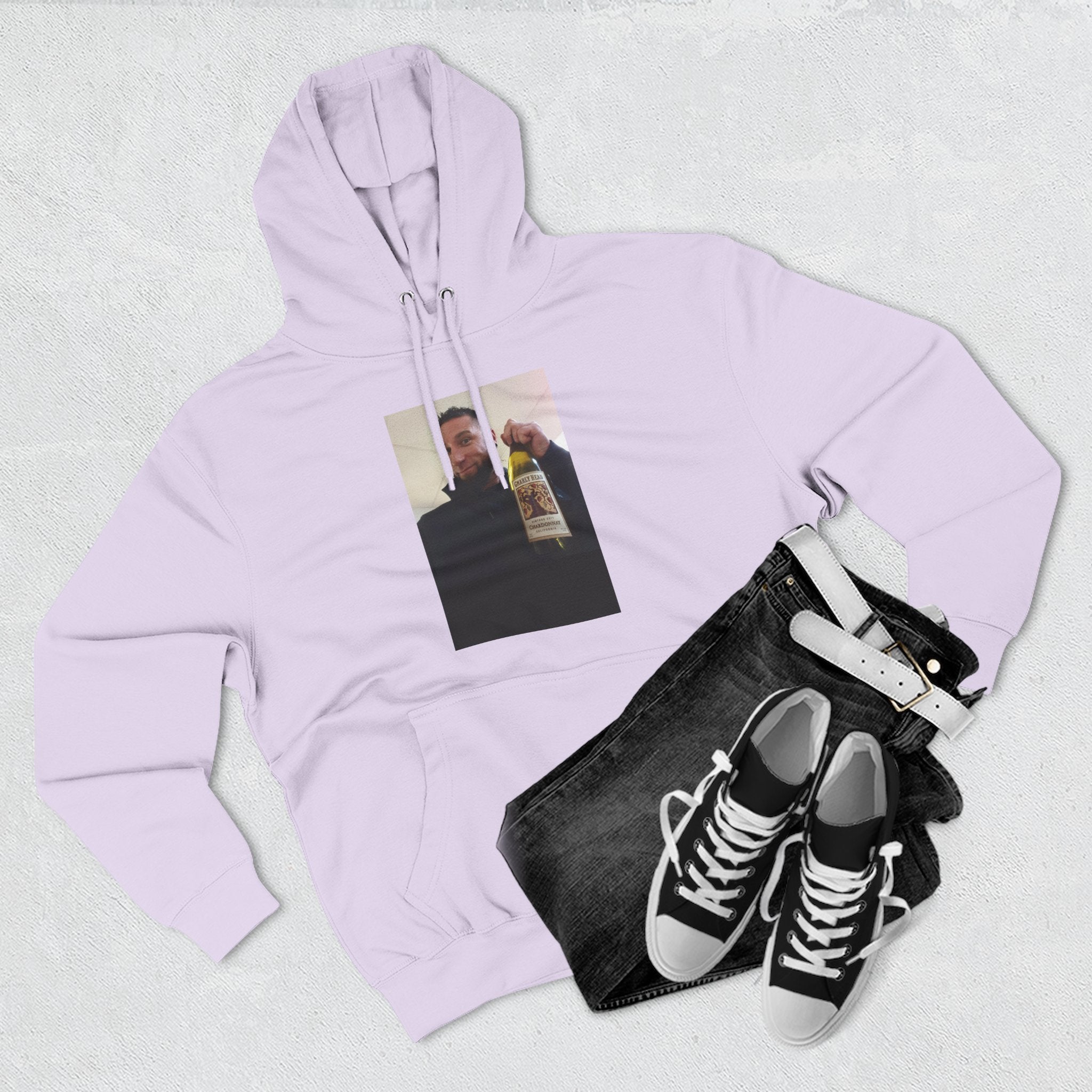 Shaun Says!      Three-Panel Fleece Hoodie – Vintage Photo Collage Printed Hoodie